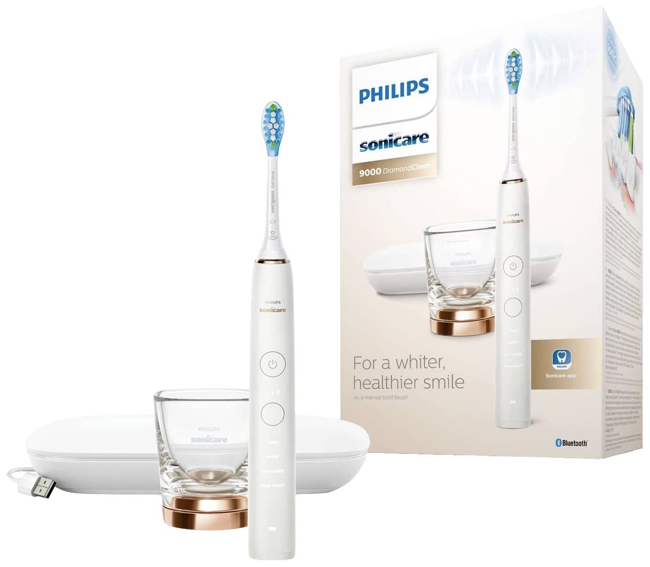 Philips Bodycare Sonicare HX9911/94 Elektrische Zahnbürste Schallzahnbürste Weiß, Rose Gold