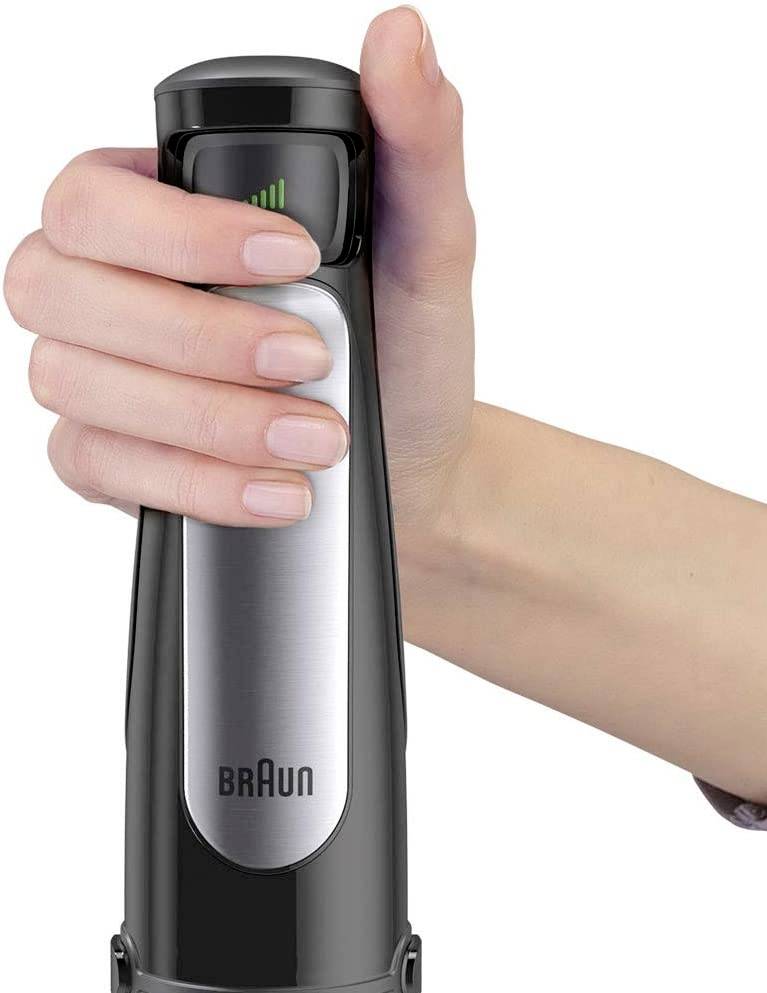 Braun MultiQuick Stabmixer 1000 W mit Mixbecher, BPA-frei, stufenlose Geschwindigkeitseinstellung Edelstahl (gebürstet)