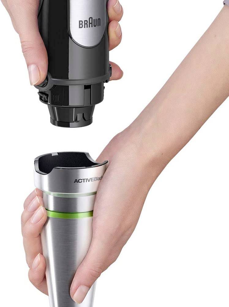 Braun MultiQuick Stabmixer 1000 W mit Mixbecher, BPA-frei, stufenlose Geschwindigkeitseinstellung Edelstahl (gebürstet)