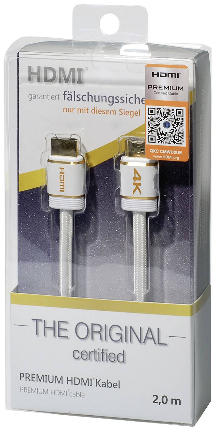 Maxtrack HDMI Anschlusskabel HDMI-A Stecker, HDMI-A Stecker 3.00m Weiß C 216-3L 4K UHD HDMI-Kabel