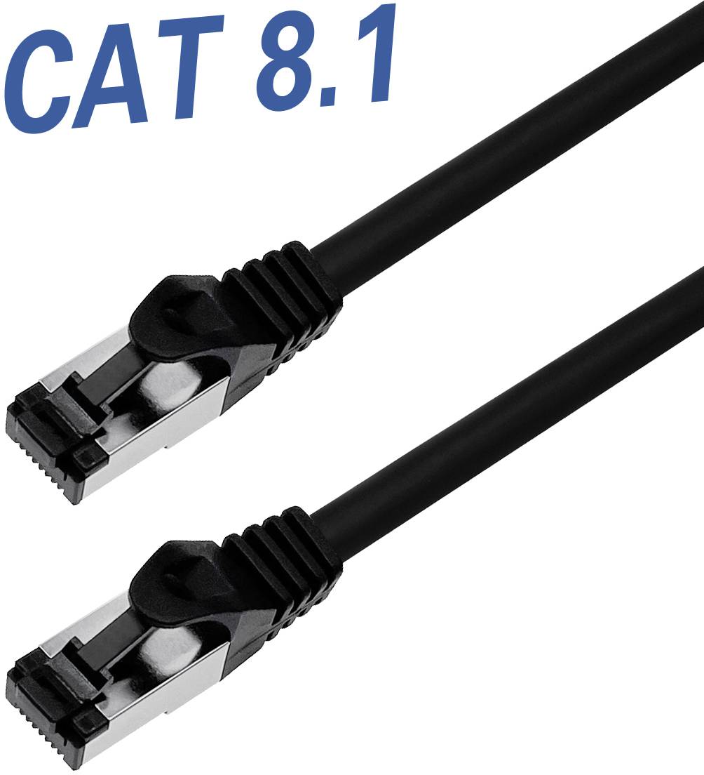 Maxtrack TI 29-3 L RJ45 Netzwerkkabel, Patchkabel CAT 8.1 S/FTP 3.00 m Schwarz 1 St.