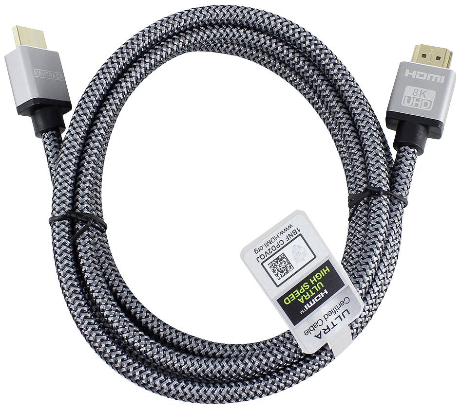 Maxtrack HDMI Anschlusskabel HDMI-A Stecker, HDMI-A Stecker 2.00m Schwarz C 221-2 HNL 8K UHD HDMI-Kabel