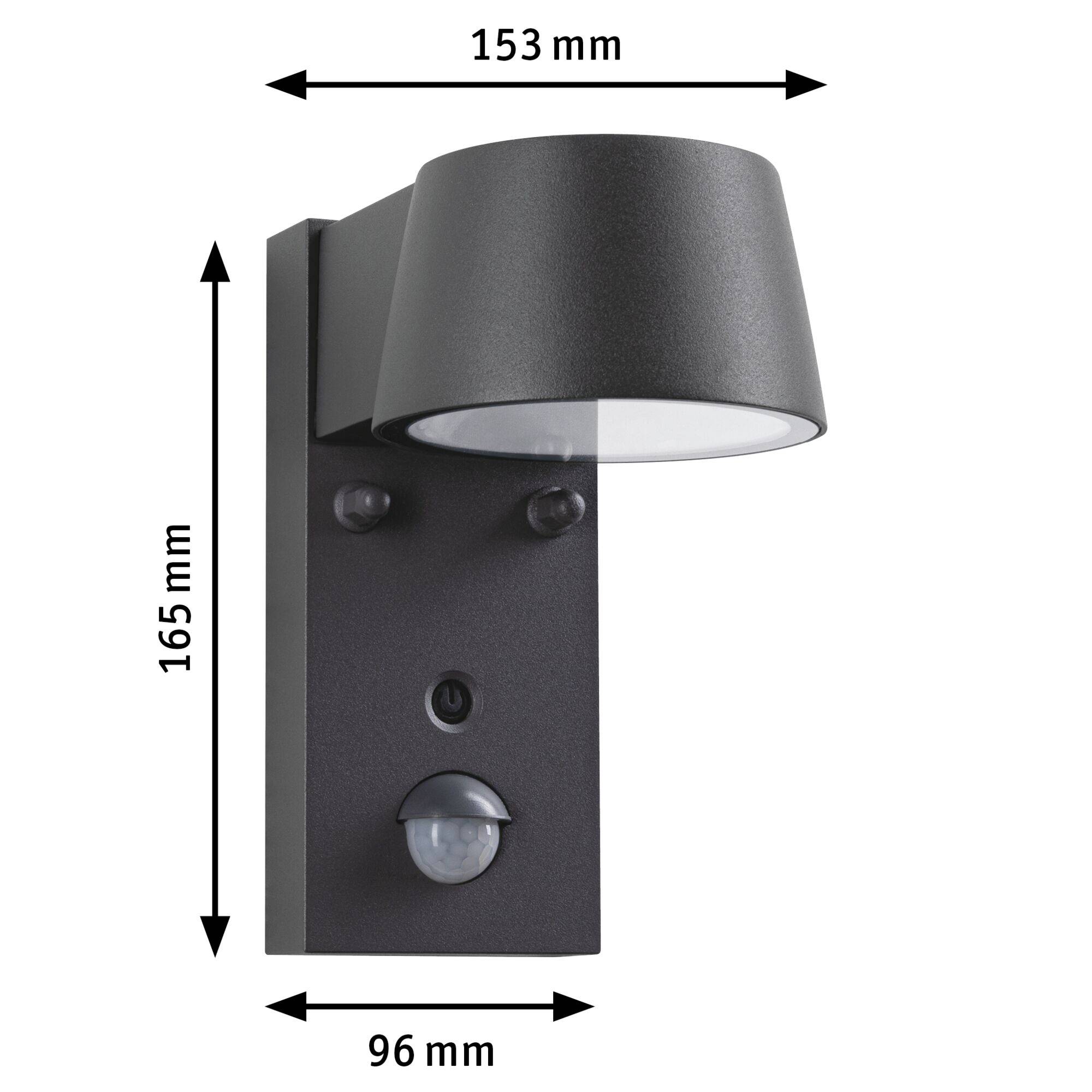 Paulmann Capea 2200K-3000K PIR 94714 Außenwandleuchte LED 6W Schwarz