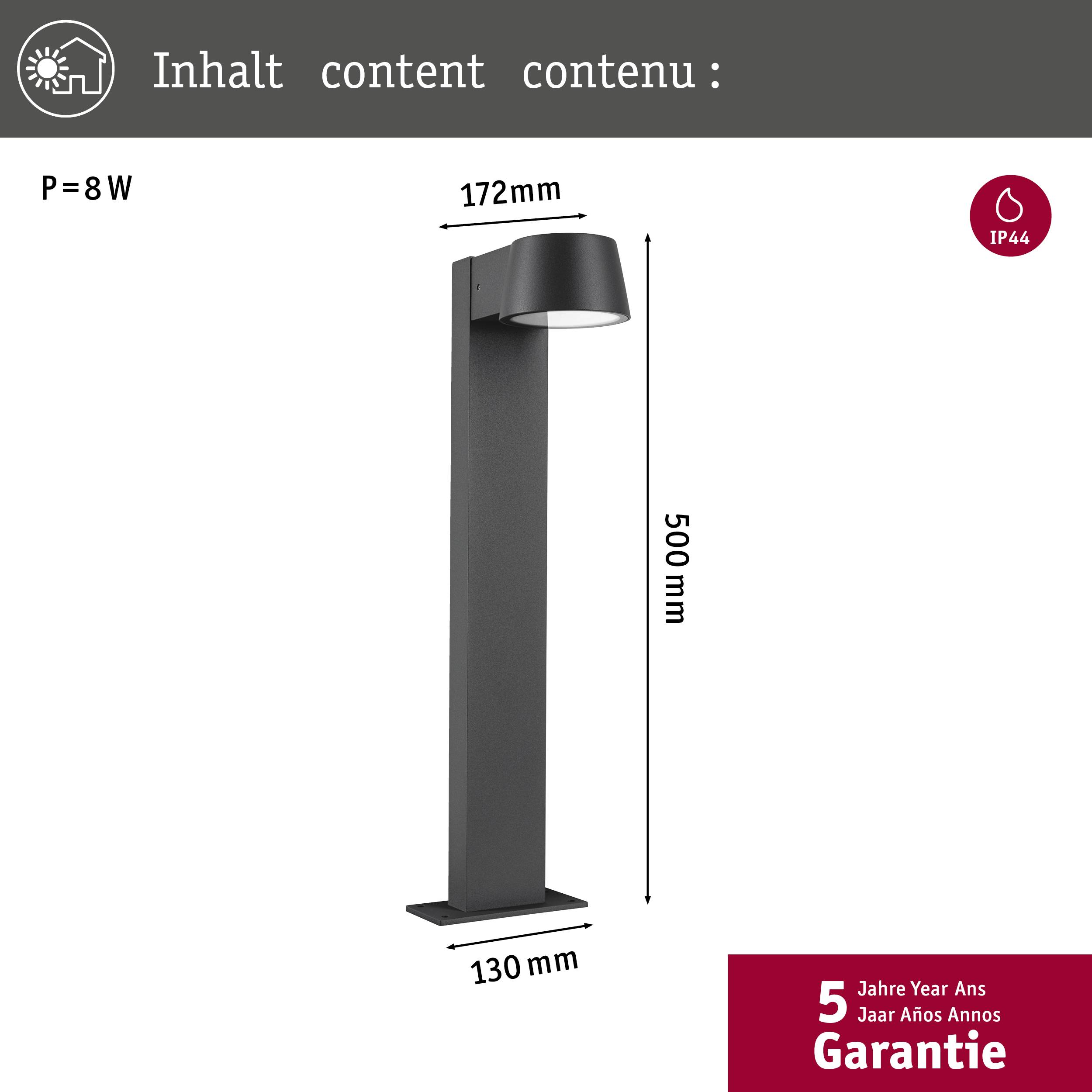 Paulmann 94715 Capea 2200K Wegeleuchte LED 6W Schwarz