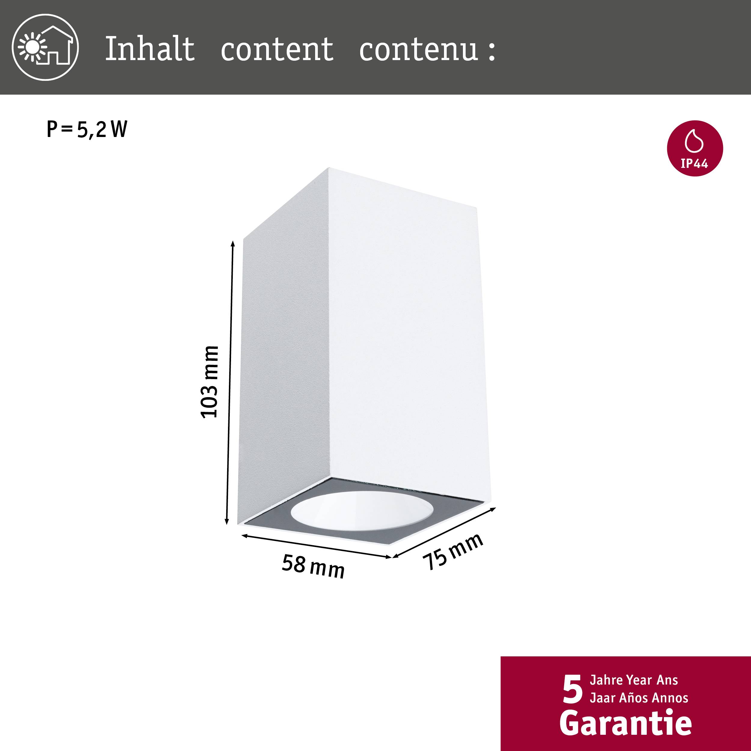 Paulmann 94711 Flame 2200K white Außendeckenleuchte LED 4W Weiß