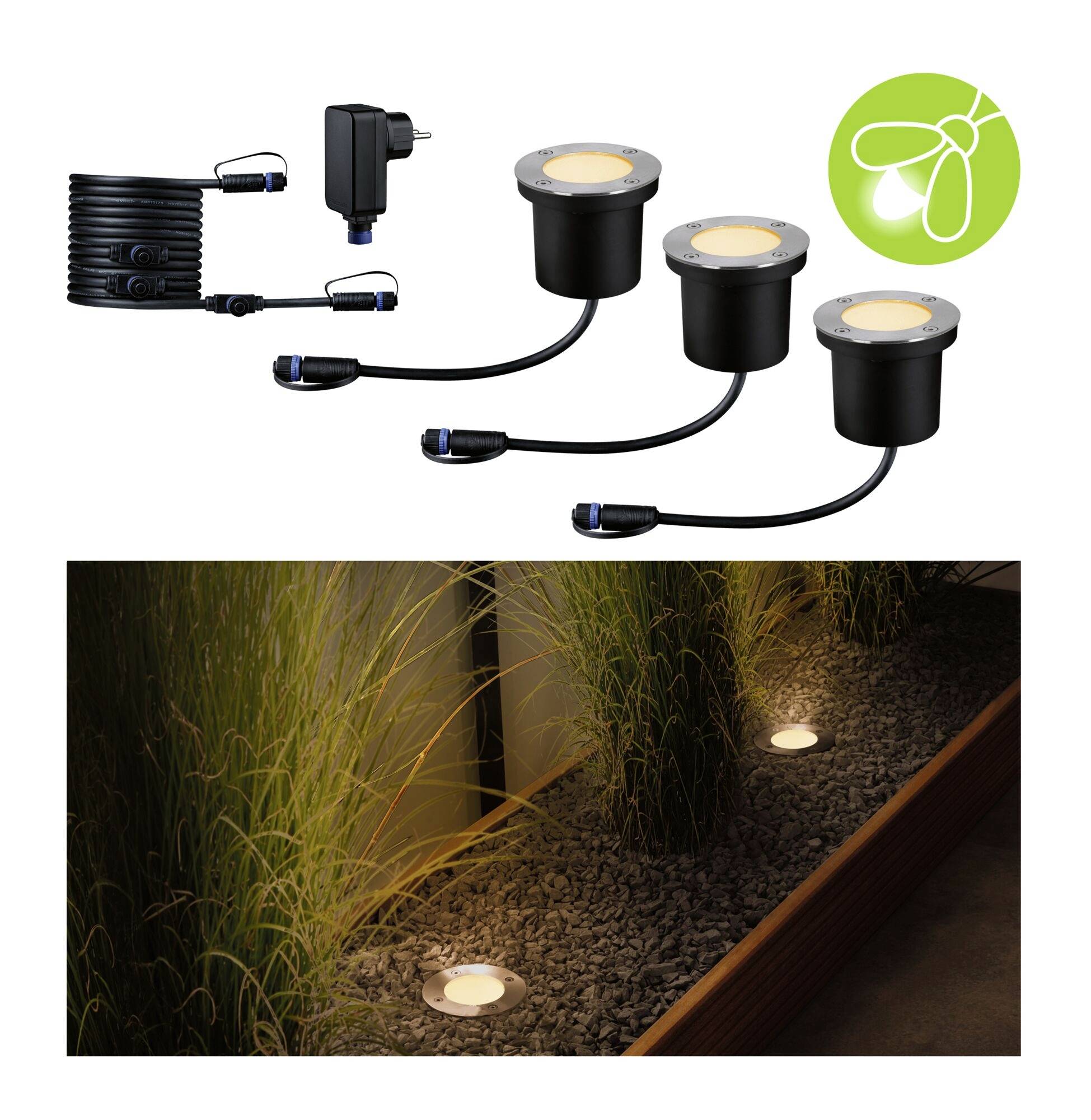 Paulmann P+S Floor Set insect friendly 94717 Beleuchtungssystem Plug & Shine LED-Außeneinbauleuchten (Basis-Set) LED 13.5W Gold