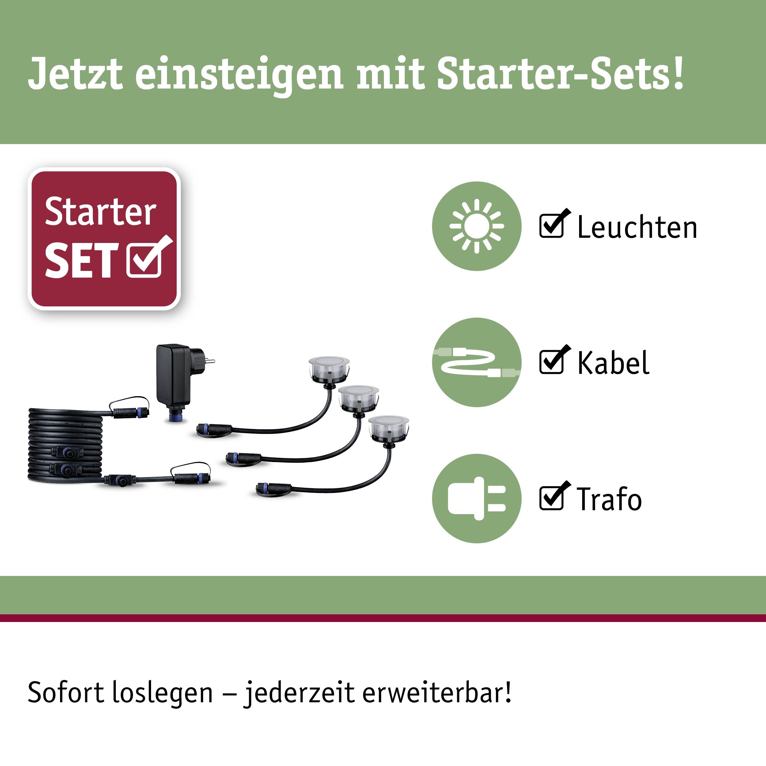 Paulmann P+S Floor Set insect friendly 94722 Beleuchtungssystem Plug & Shine LED-Gartenstrahler-Starter-Set LED 6W Gold Silber