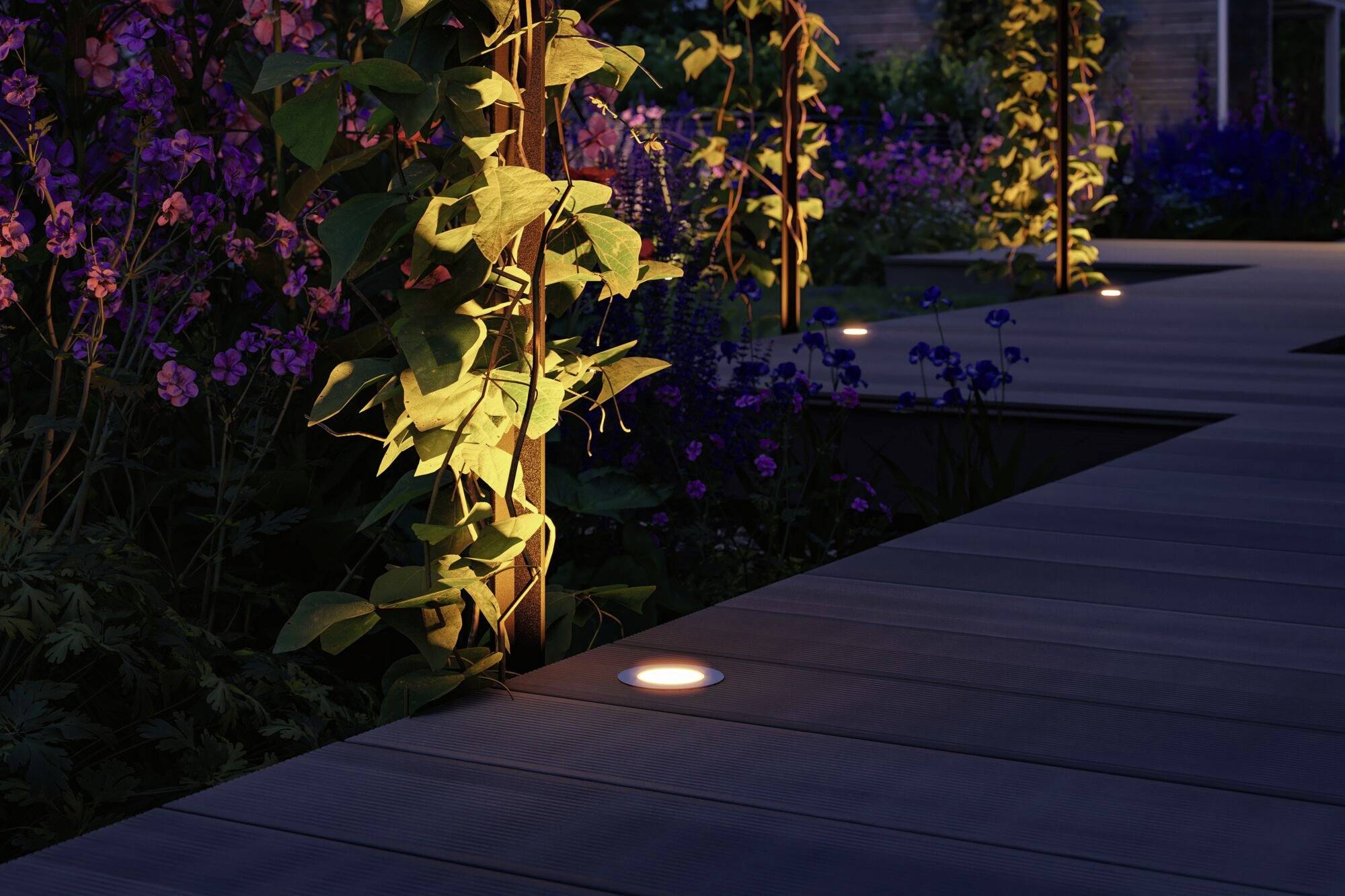 Paulmann P+S Floor Set insect friendly 94722 Beleuchtungssystem Plug & Shine LED-Gartenstrahler-Starter-Set LED 6W Gold Silber