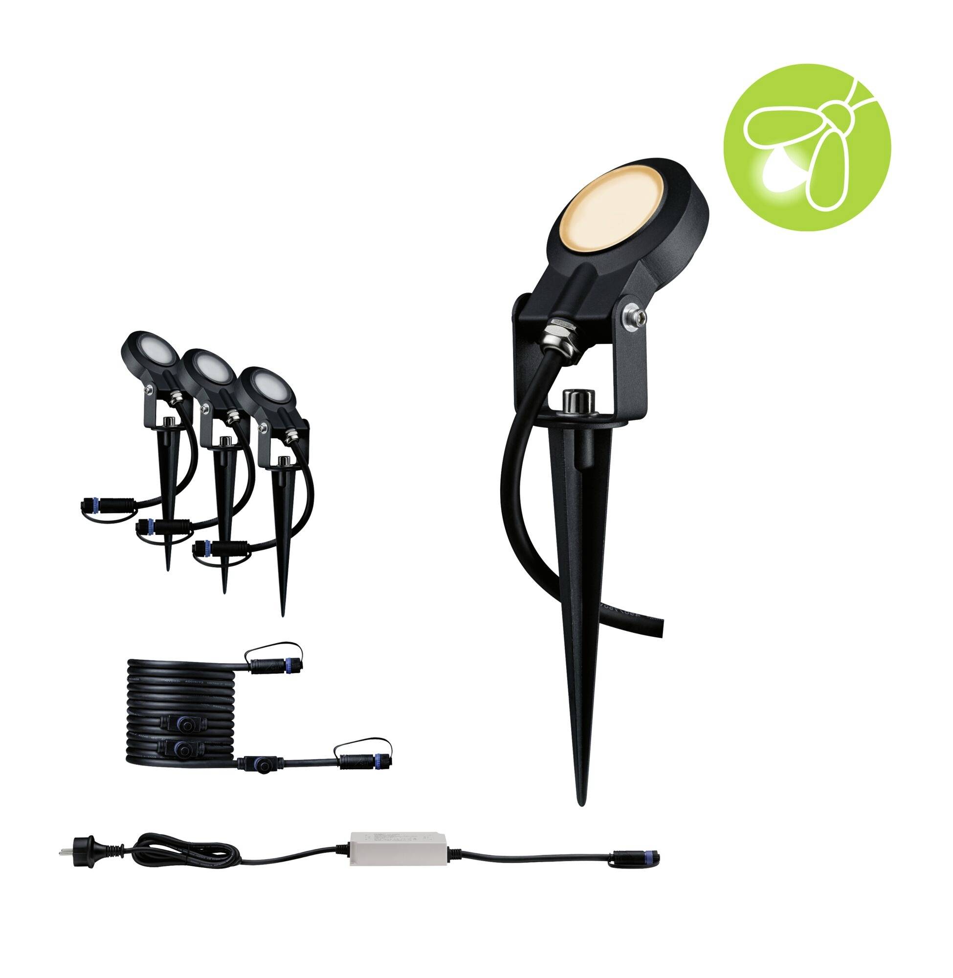 Paulmann P+S Spot Set Sting 2200K 94729 Beleuchtungssystem Plug & Shine LED-Gartenstrahler-Starter-Set LED 18.9W Gold Anthrazit