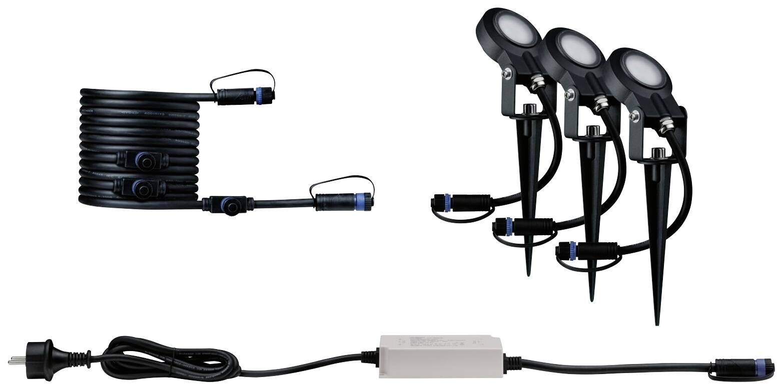 Paulmann P+S Spot Set Sting 2200K 94729 Beleuchtungssystem Plug & Shine LED-Gartenstrahler-Starter-Set LED 18.9W Gold Anthrazit