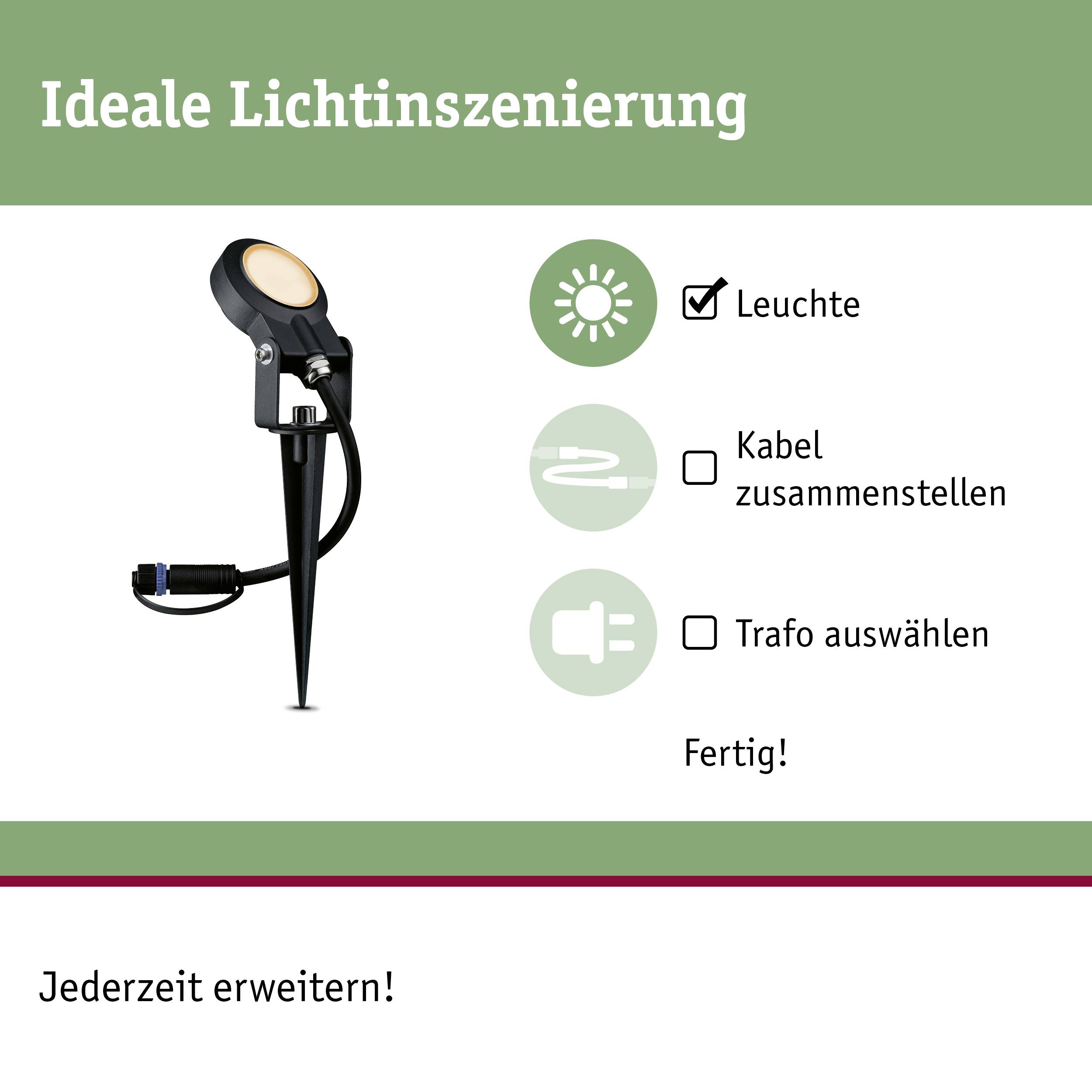 Paulmann P+S Spot Sting 2200K 94728 Beleuchtungssystem Plug & Shine LED-Gartenstrahler-Erweiterung LED 6.3W Gold Anthrazit