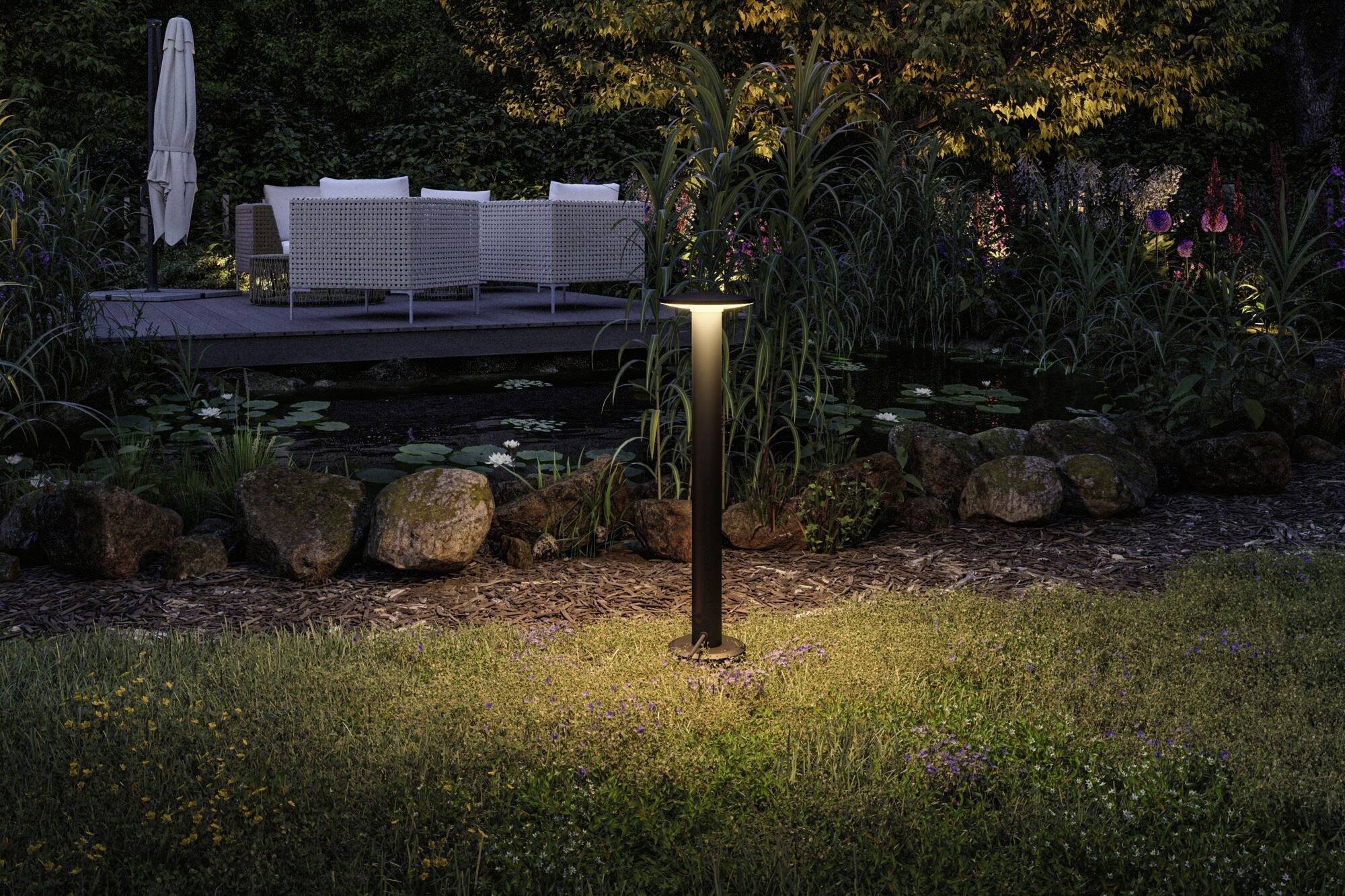 Paulmann P+S Poller Plate IP44 2200K 94723 Beleuchtungssystem Plug & Shine LED-Gartenstrahler LED 7W Gold Anthrazit