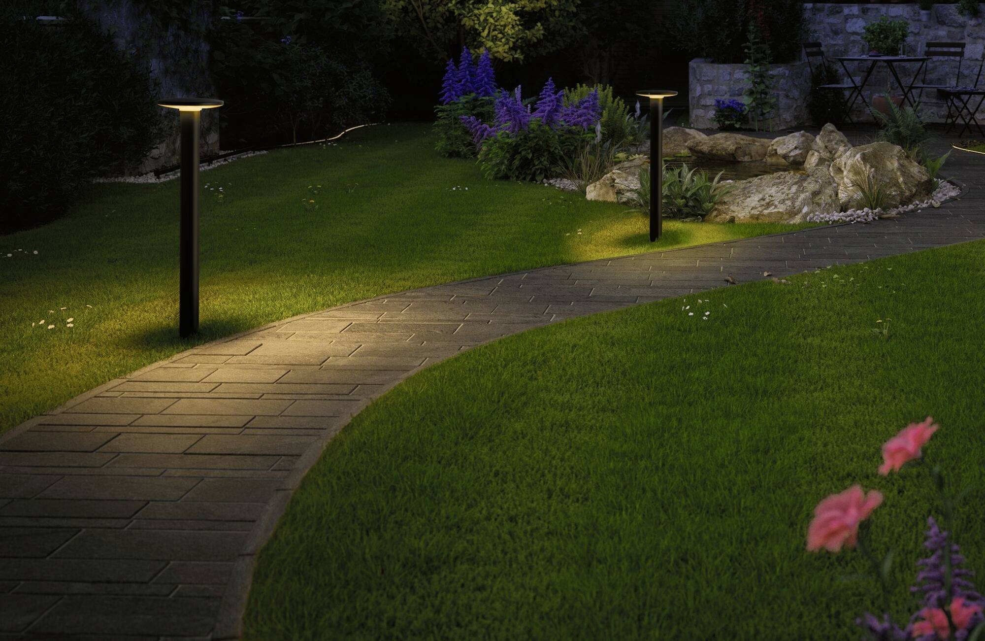 Paulmann P+S Poller Plate IP44 2200K 94723 Beleuchtungssystem Plug & Shine LED-Gartenstrahler LED 7W Gold Anthrazit