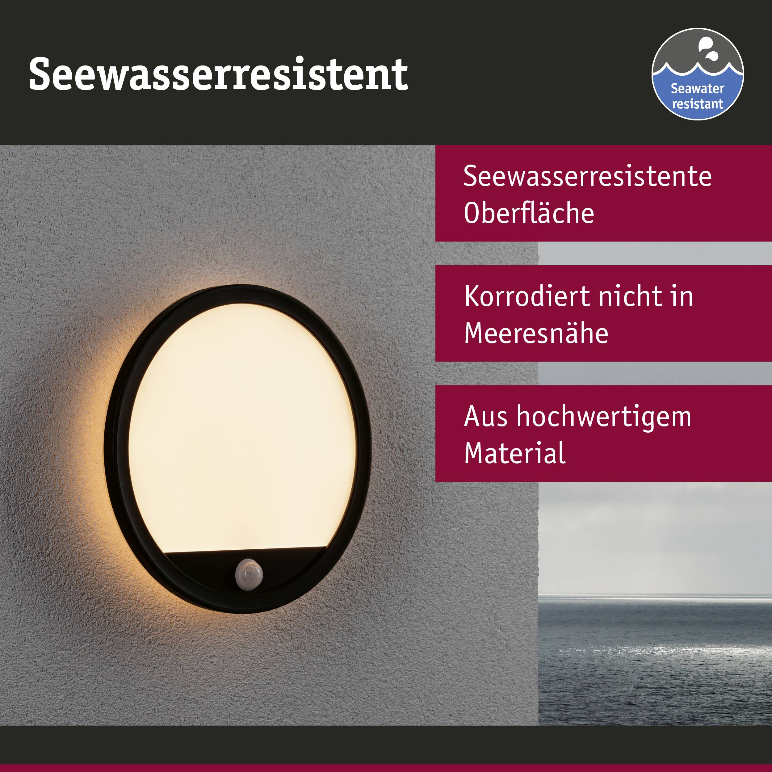 Paulmann 94708 Lamina PIR 2200K rd. schwarz LED-Deckenleuchte 14W Schwarz