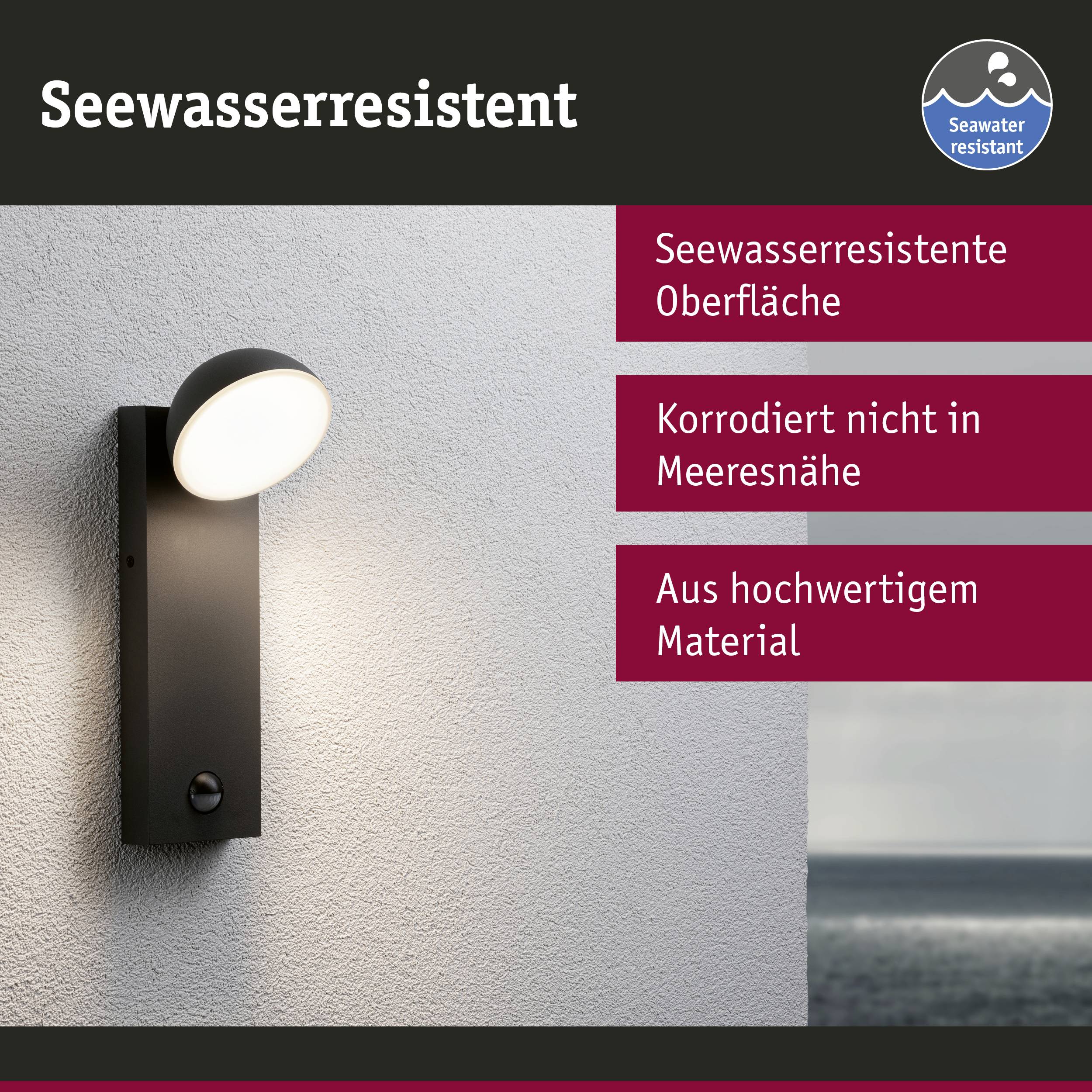 Paulmann Puka PIR 94739 Außenwandleuchte LED 8.5W Anthrazit