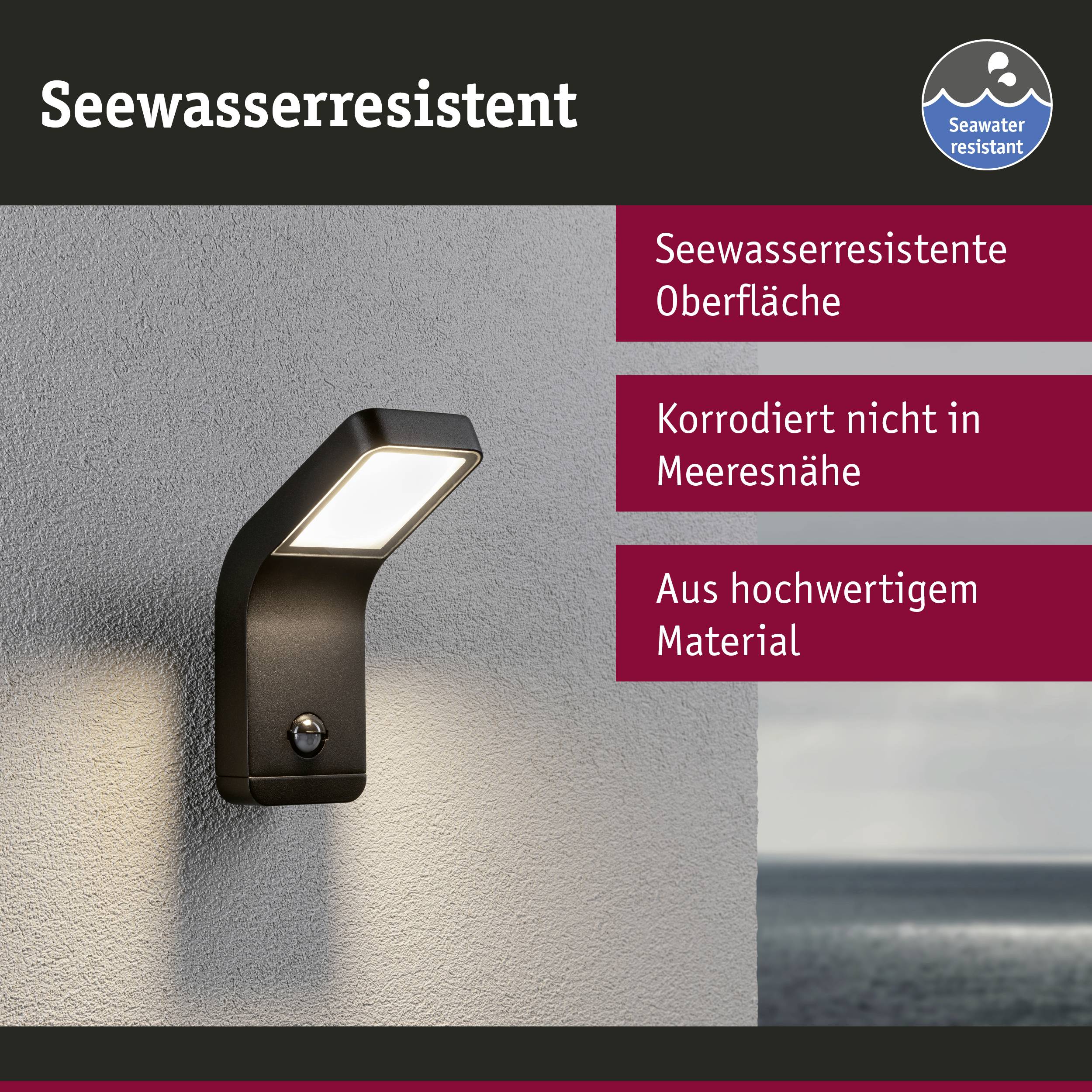 Paulmann Kulma PIR Wand anthrazit 94745 Außenwandleuchte LED 7.5W Anthrazit