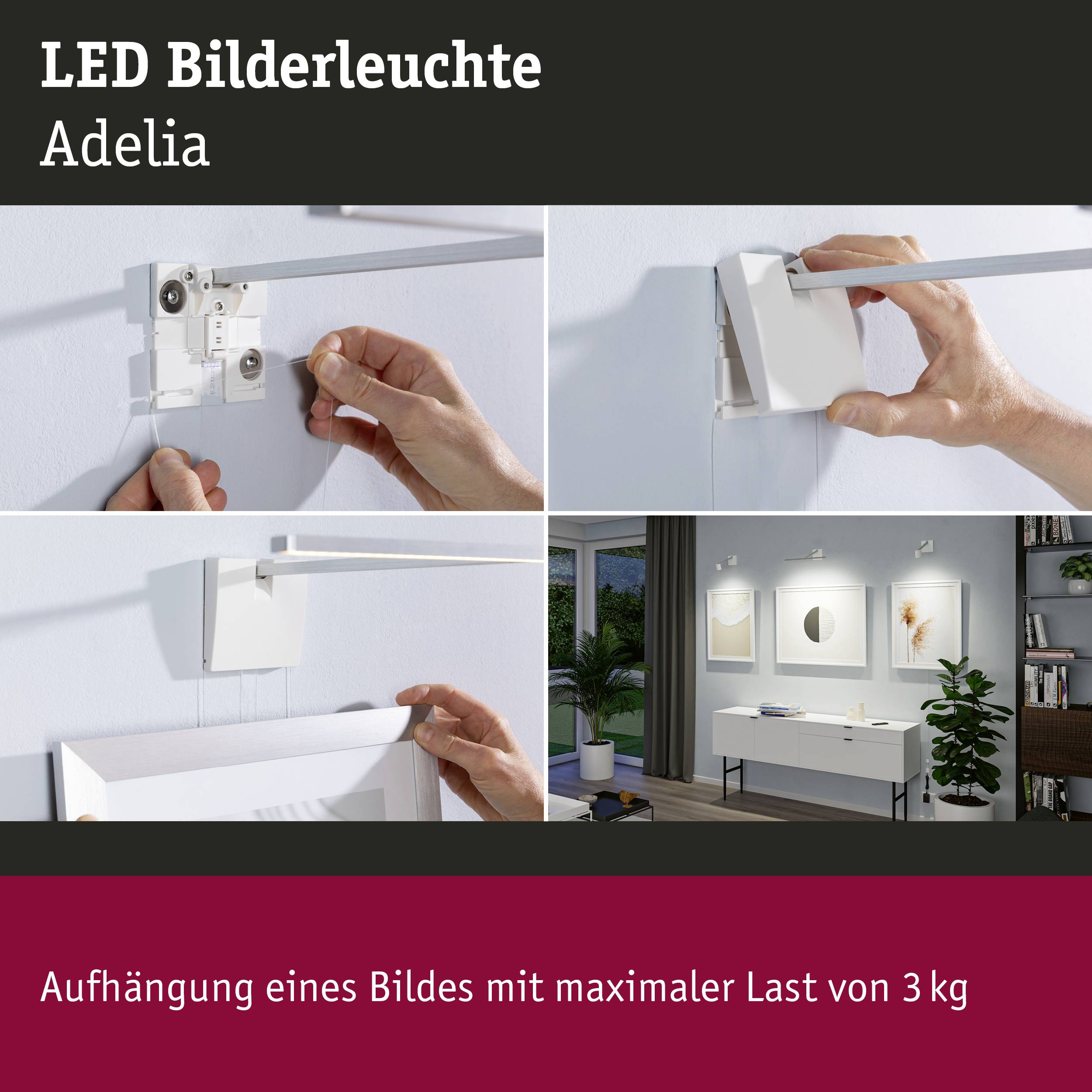 Paulmann Adelia 95574 LED-Bilderleuchte 4.5W LED Aluminium (gebürstet)