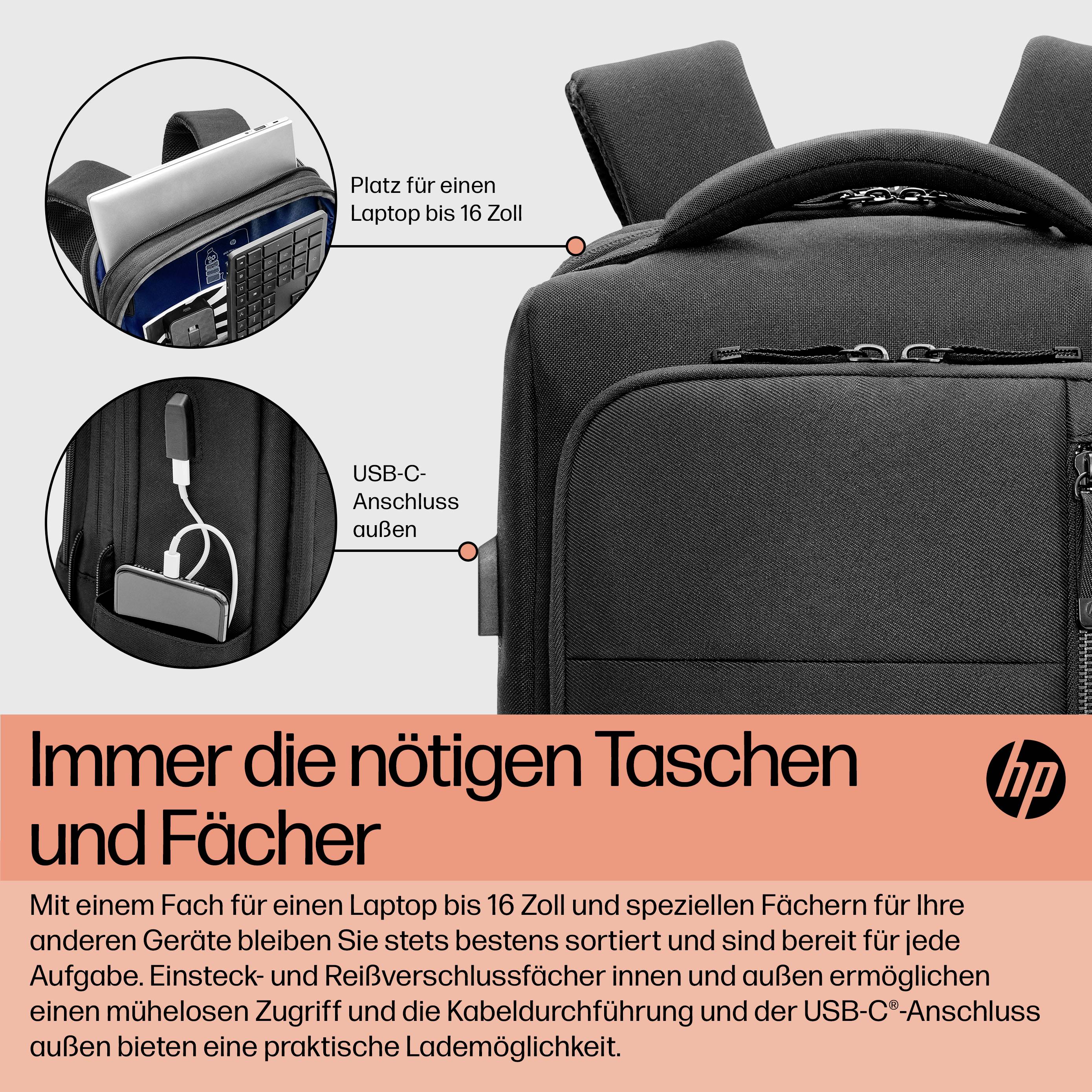 HP Notebook Rucksack Renew Executive 16-inch Laptop Backpack Passend für maximal: 40,6cm (16") Schwarz