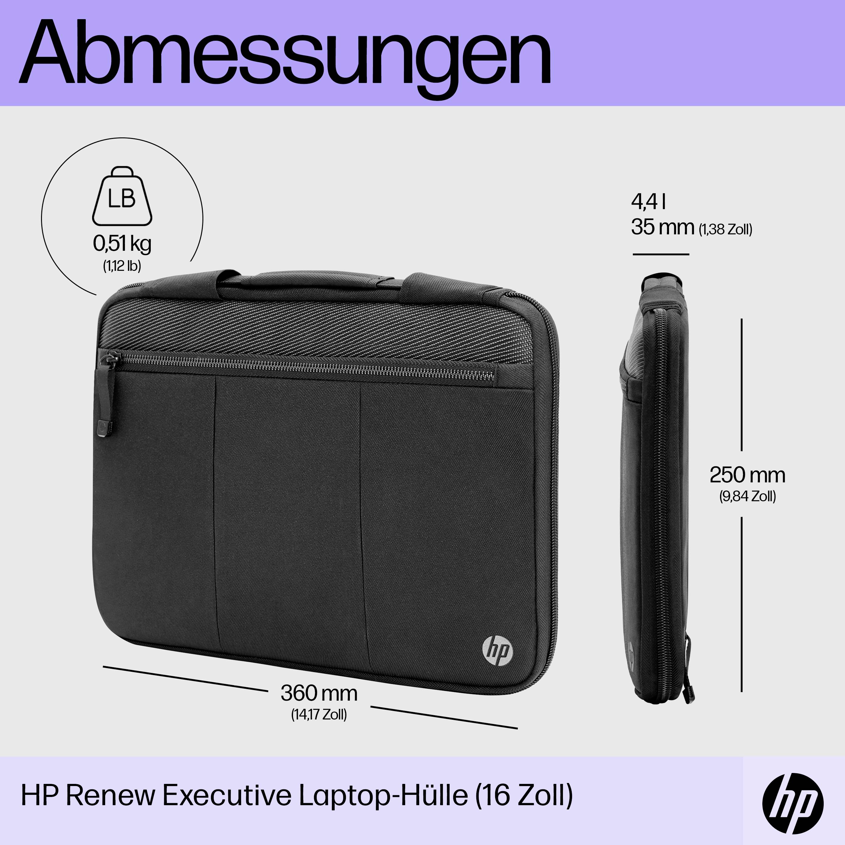 HP Notebook Hülle Renew Executive 14-inch Laptop Sleeve Passend für maximal: 35,8cm (14,1") Schwarz