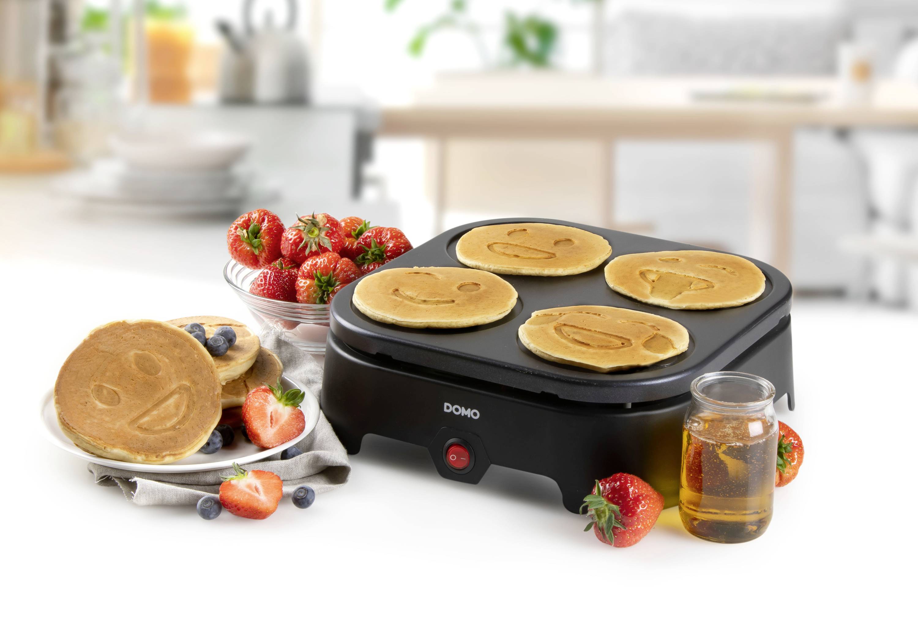 DOMO PANCAKE MAKER EMOJI Pancake-Maker Antihaftbeschichtung Schwarz
