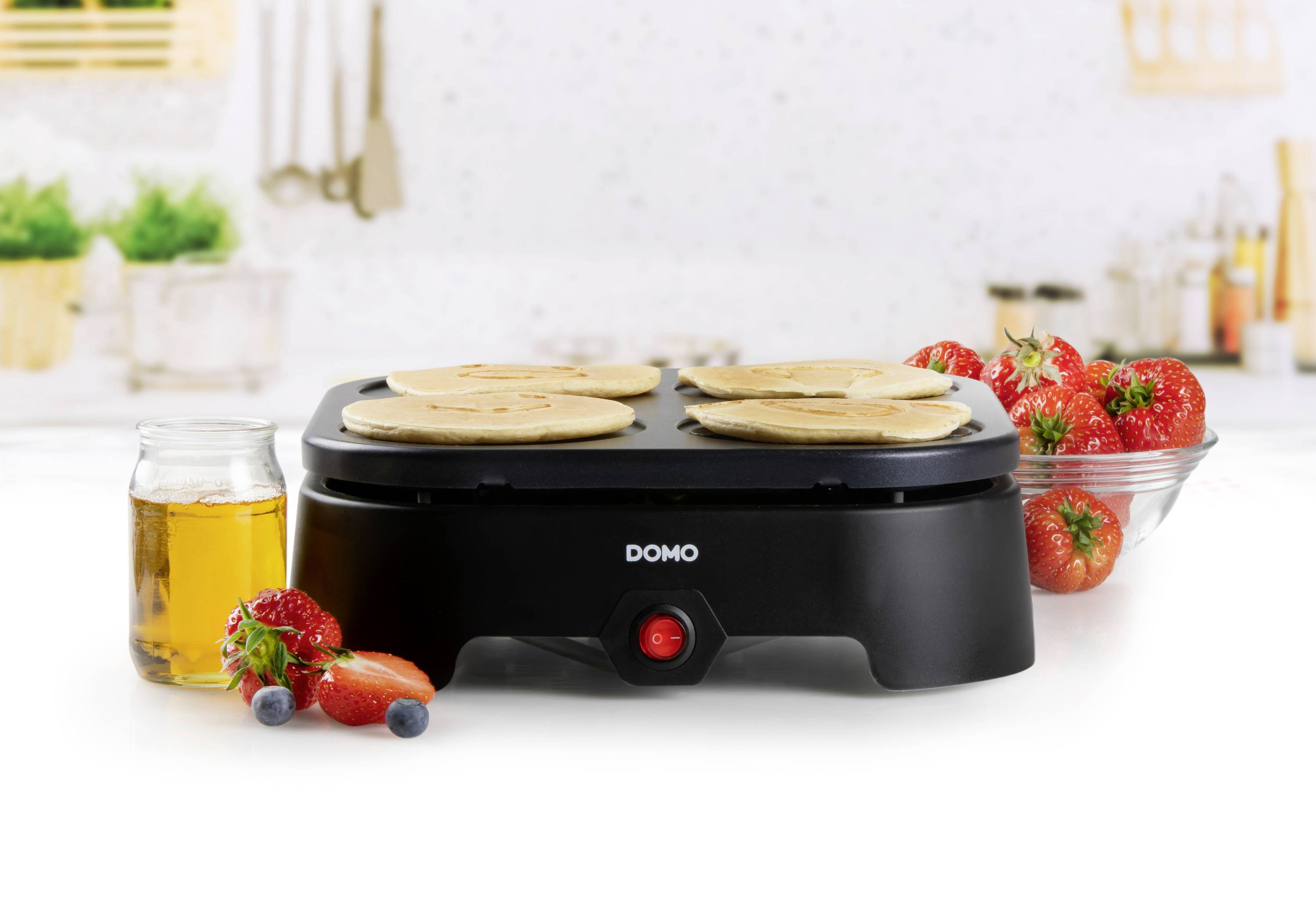 DOMO PANCAKE MAKER EMOJI Pancake-Maker Antihaftbeschichtung Schwarz