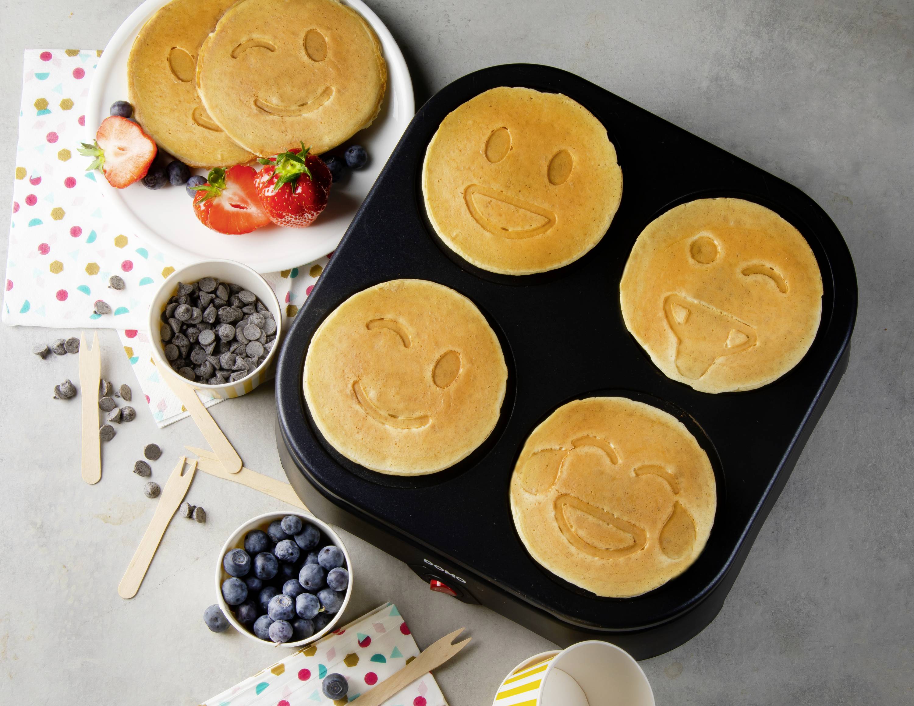 DOMO PANCAKE MAKER EMOJI PancakeMaker Antihaftbeschichtung Schwarz