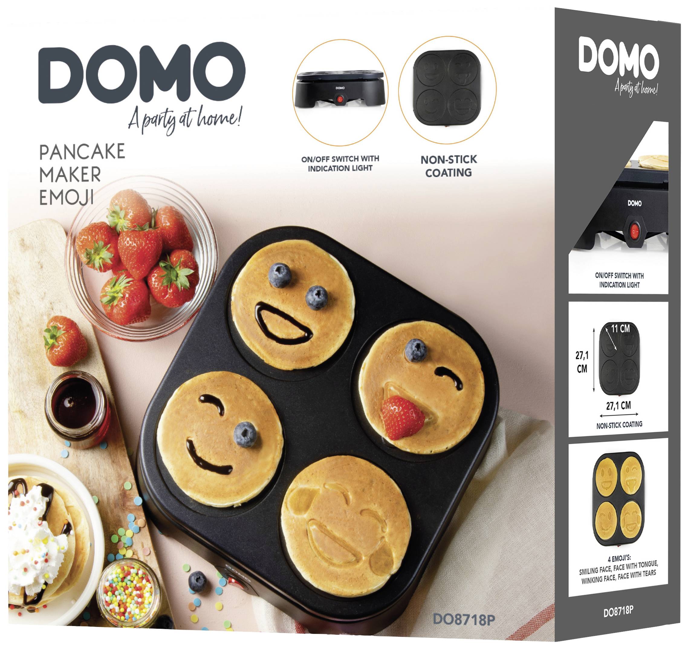 DOMO PANCAKE MAKER EMOJI PancakeMaker Antihaftbeschichtung Schwarz