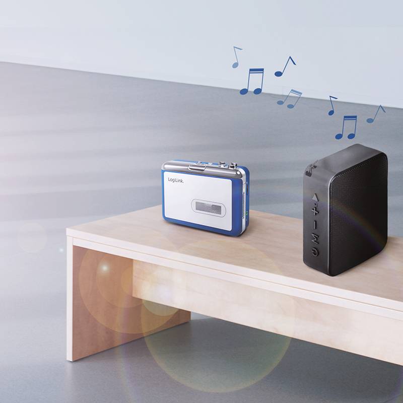 LogiLink UA0393 Tragbarer Kassettenspieler Blue, Silber