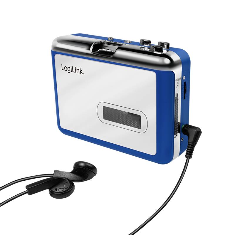 LogiLink UA0393 Tragbarer Kassettenspieler Blue, Silber