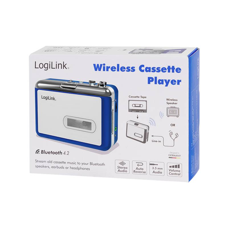 LogiLink UA0393 Tragbarer Kassettenspieler Blue, Silber