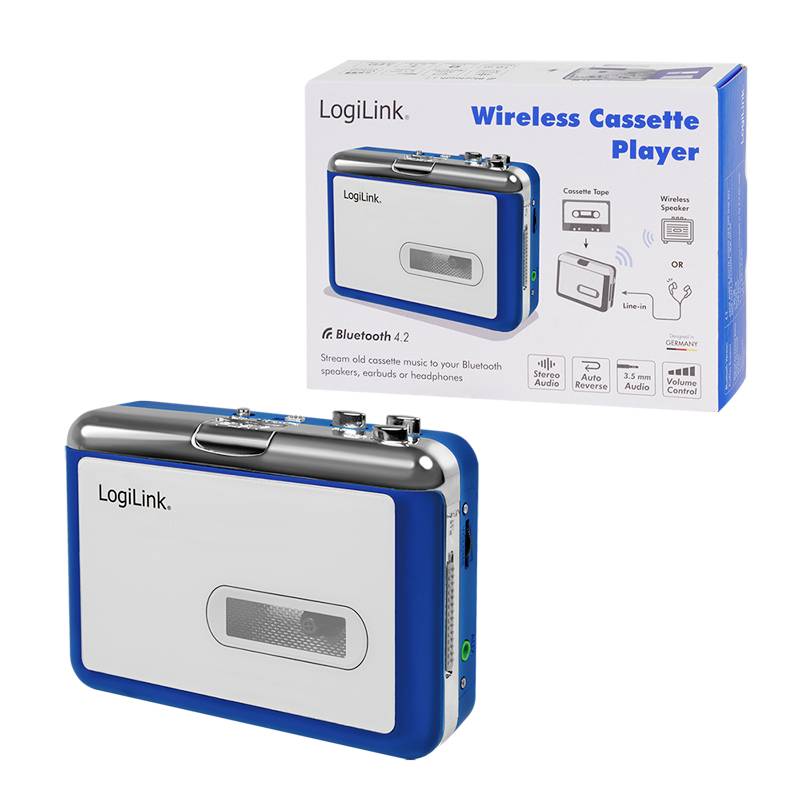 LogiLink UA0393 Tragbarer Kassettenspieler Blue, Silber