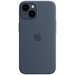 Apple Silicon Case MagSafe Protection d'écran Apple iPhone 14 bleu chargement par induction, résistant aux chocs