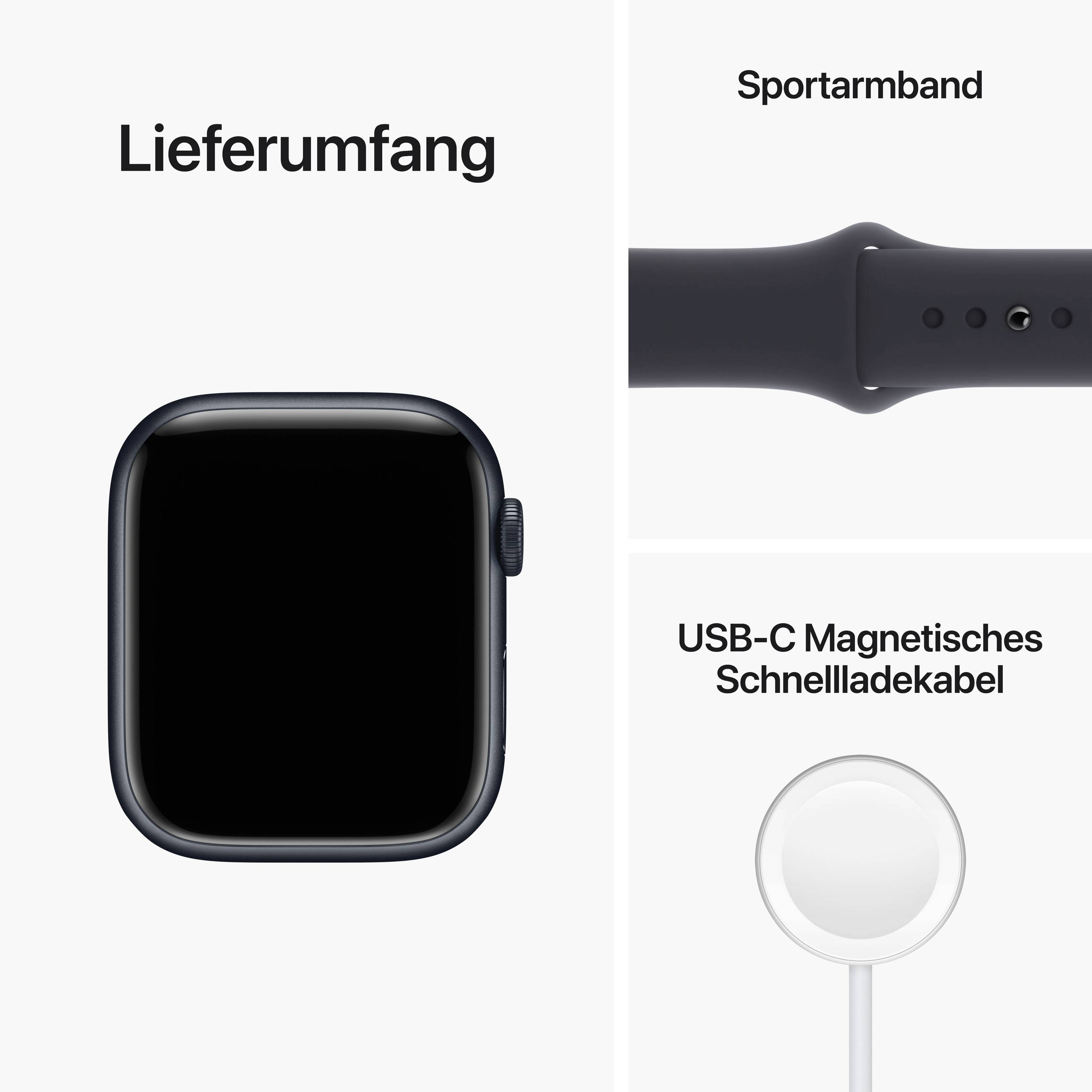 Apple Watch Series 8 GPS 45 mm Aluminiumgehäuse Mitternacht Sport Band Mitternacht