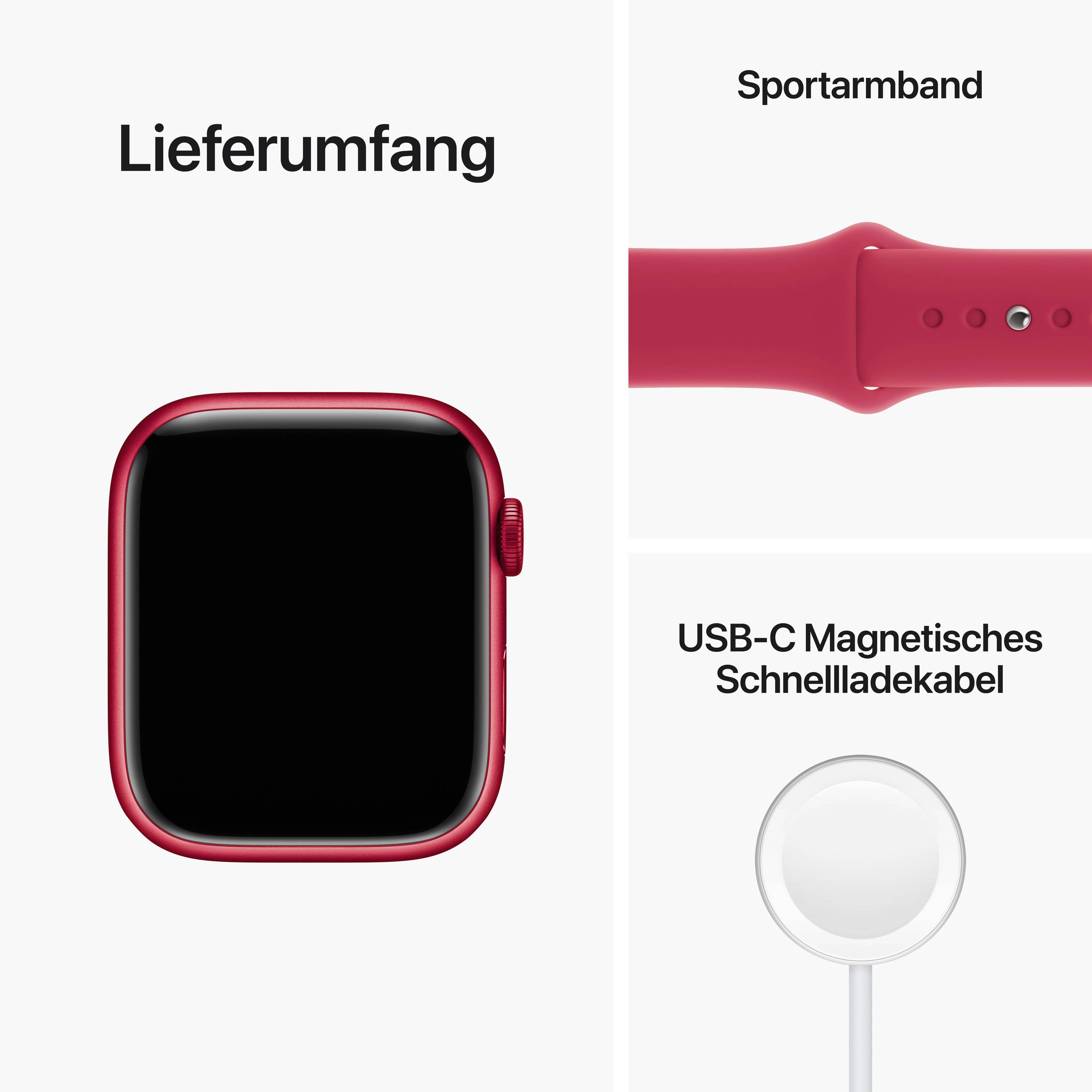 Apple Watch Series 8 GPS 45 mm Aluminiumgehäuse (PRODUCT) RED™ Sport Band (PRODUCT) RED™