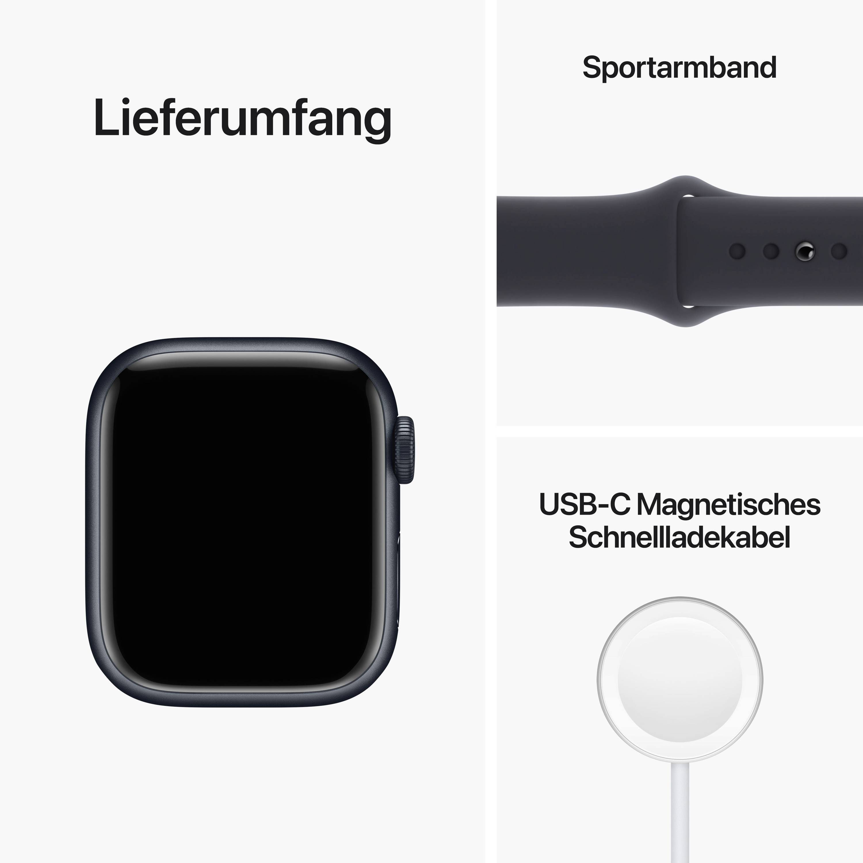Apple Watch Series 8 GPS 41 mm Aluminiumgehäuse Mitternacht Sport Band Mitternacht