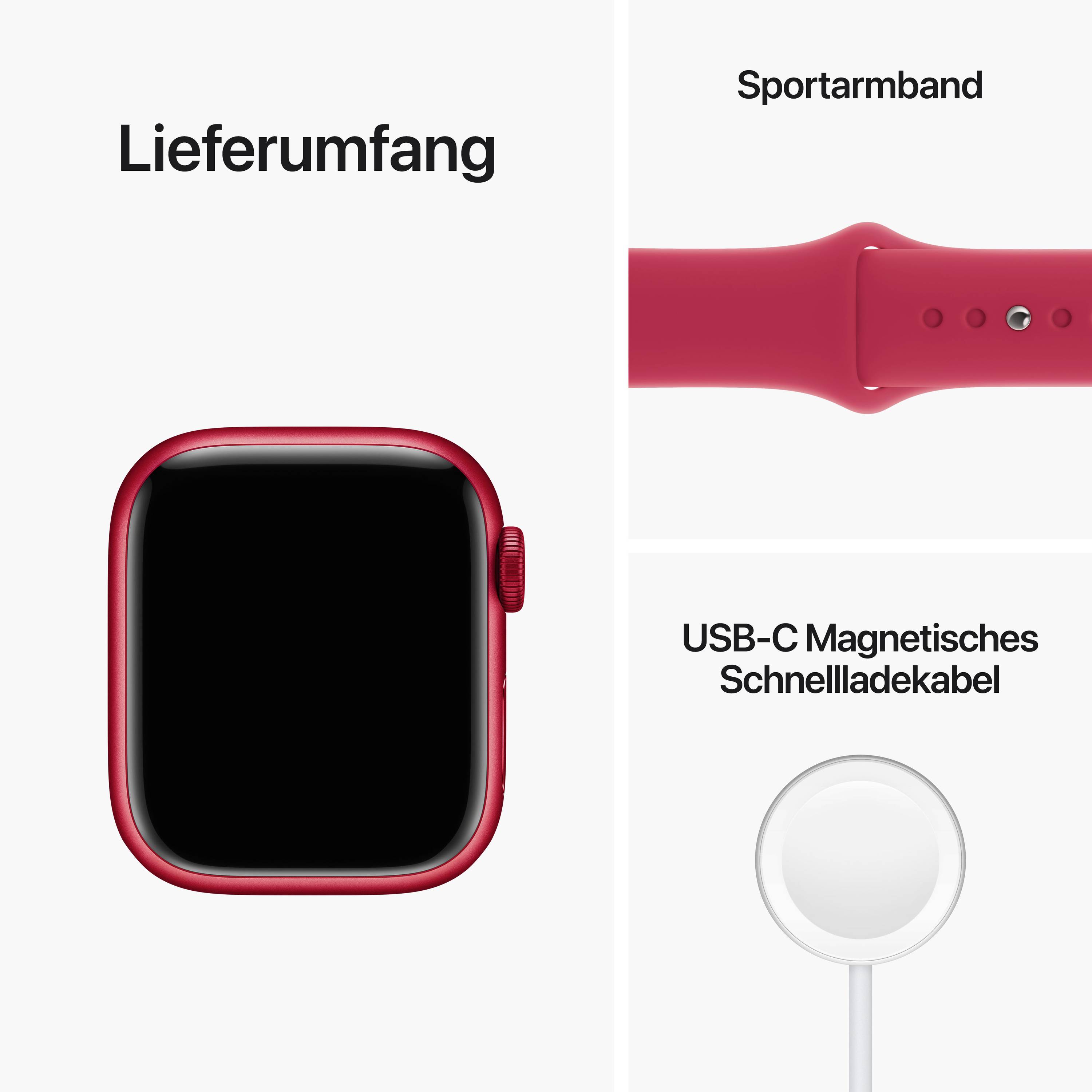 Apple Watch Series 8 GPS 41 mm Aluminiumgehäuse (PRODUCT) RED™ Sport Band (PRODUCT) RED™
