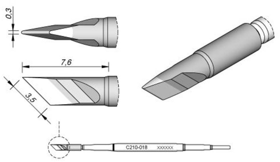 JBC Tools C210018 Lötspitze Sonderform, klingenförmig Spitzen-Größe 0.3 mm Inhalt 1 St.