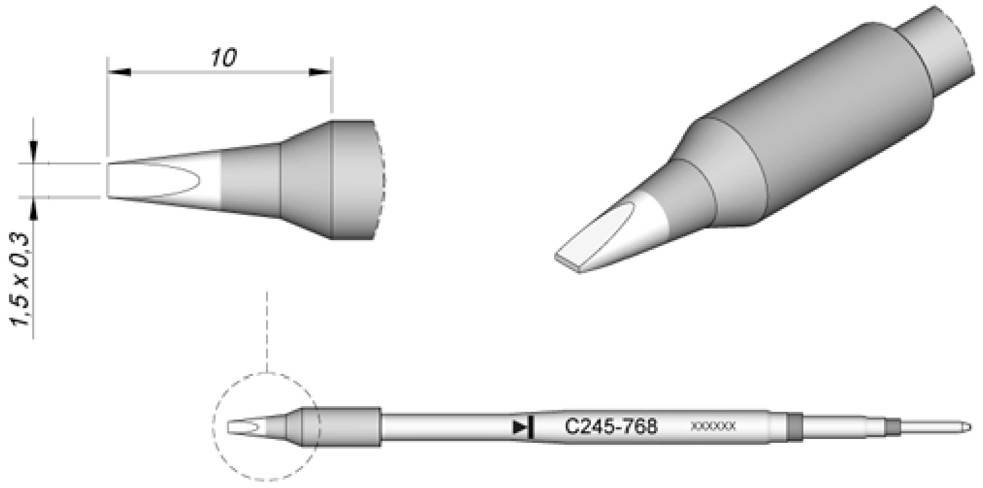 JBC Tools C245768 Lötspitze Meißelform, gerade Spitzen-Größe 0.3mm Inhalt 1St.