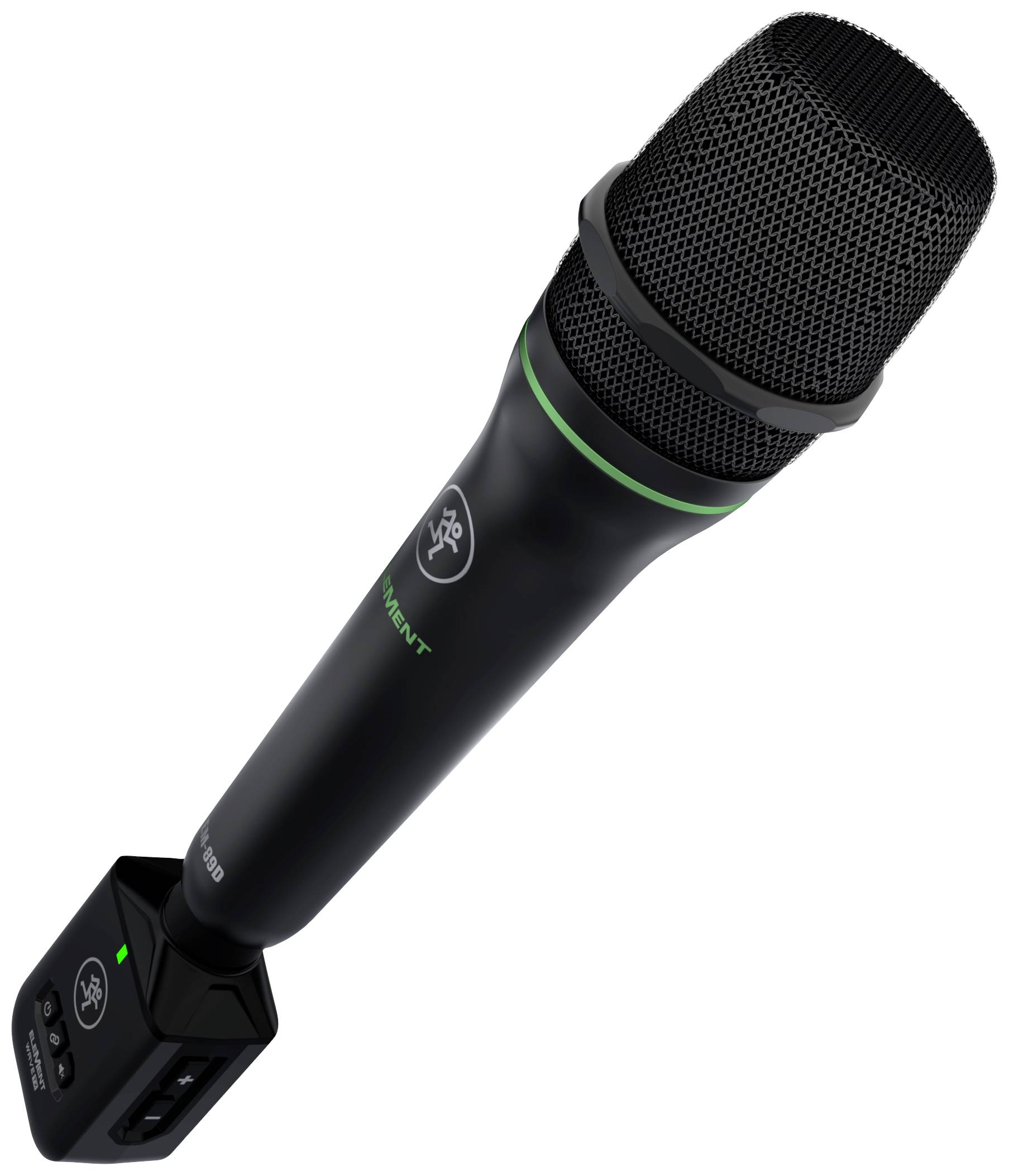 Schwarzes drahtloses Mikrofon mit grünem Ring, Aufschrift 'PreSonus', geeignet für professionelle Audioanwendungen und Aufnahmen.