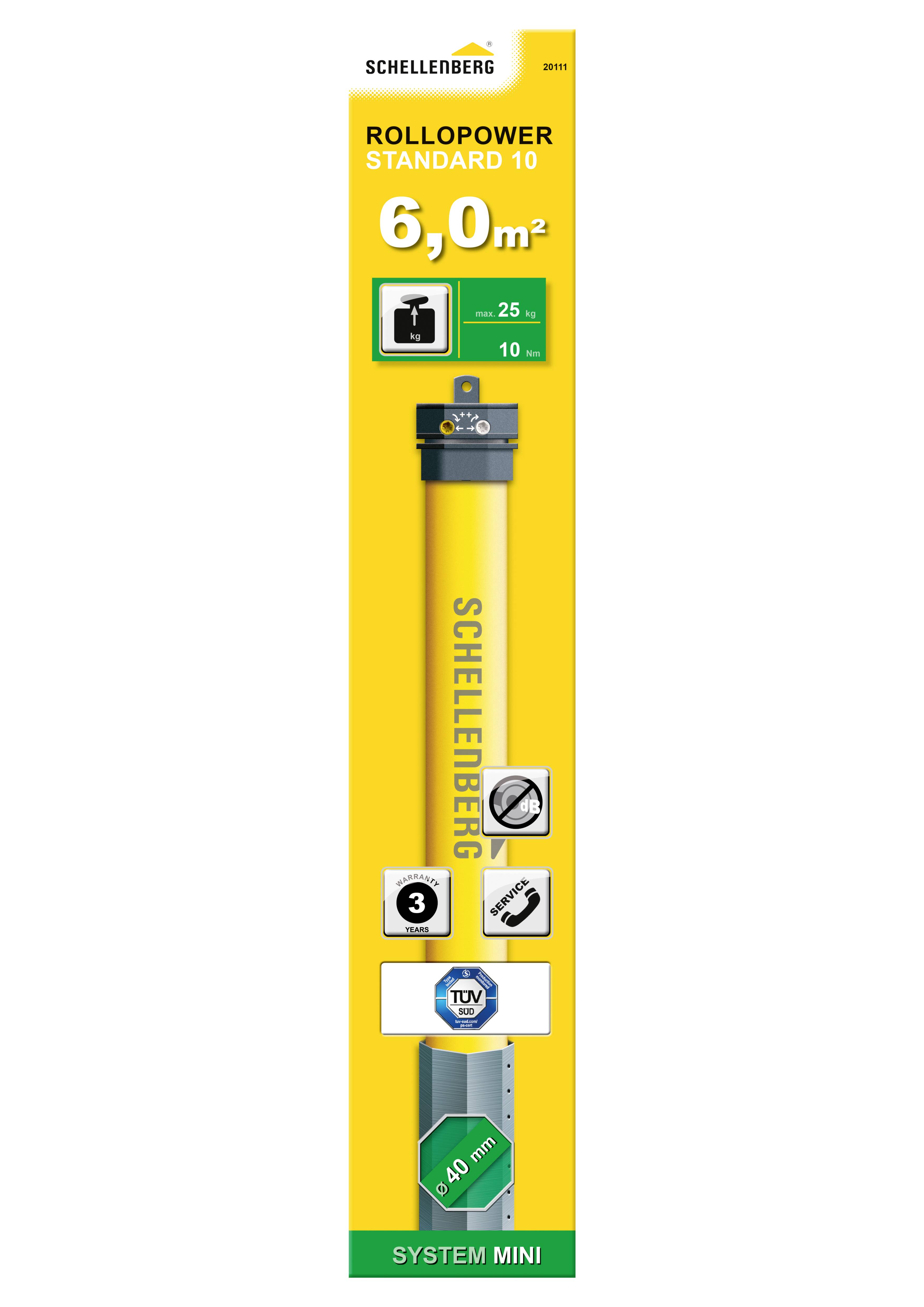 Schellenberg Mini STANDARD 10Nm 20111 Rohrmotor 40mm 25kg 121W 10 Nm