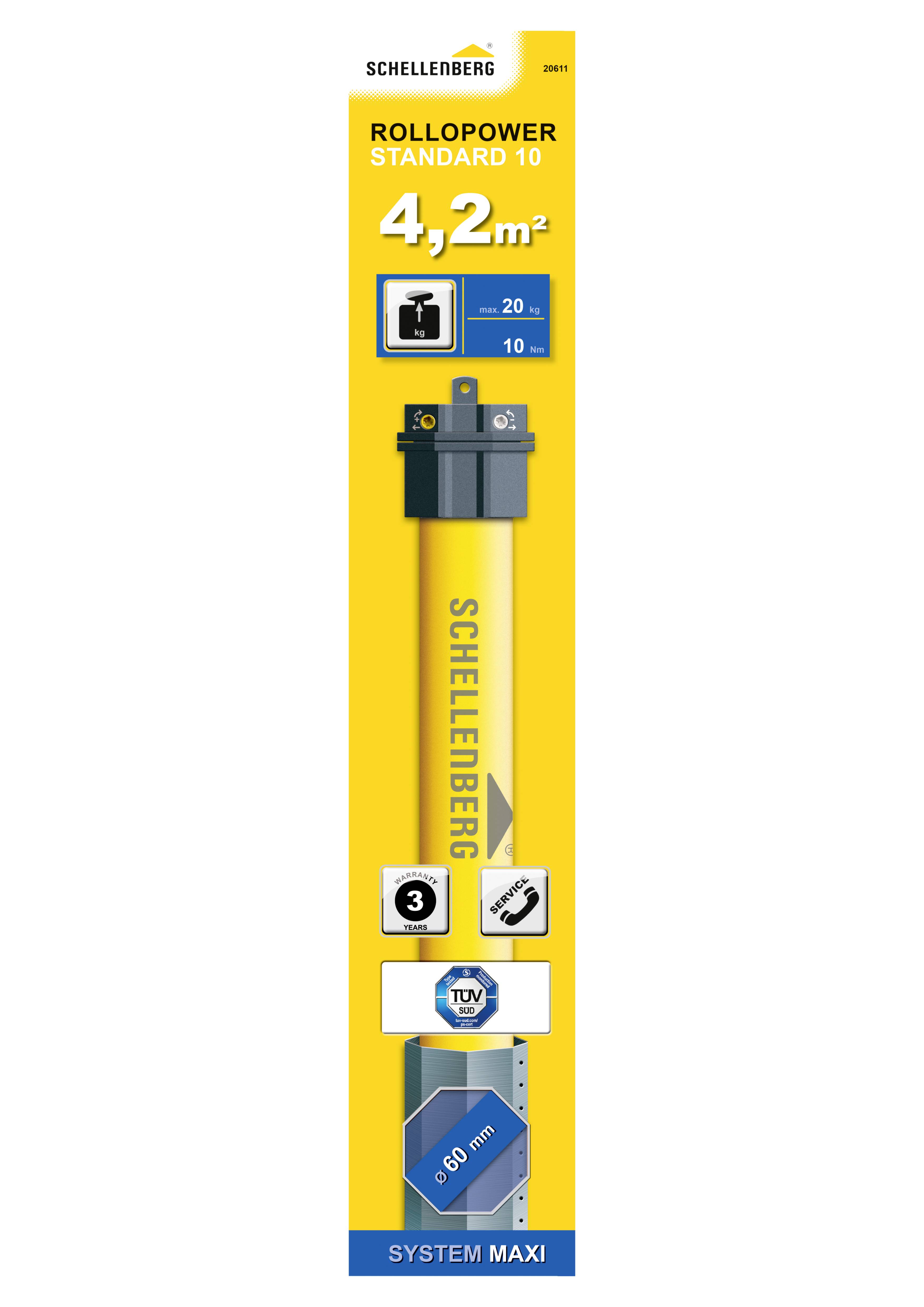 Schellenberg Maxi STANDARD 10Nm 20611 Rohrmotor 60mm 20kg 112W 10 Nm
