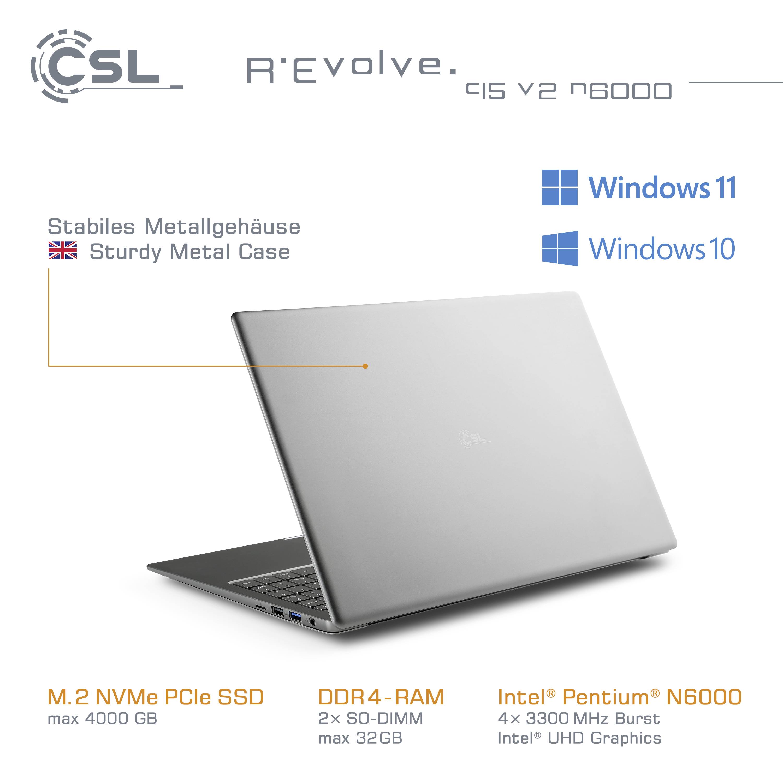 CSL Computer Notebook R' Evolve C15 V2 39.6 cm (15.6 Zoll) Full HD Intel® Pentium® N6000 8 GB RAM 2