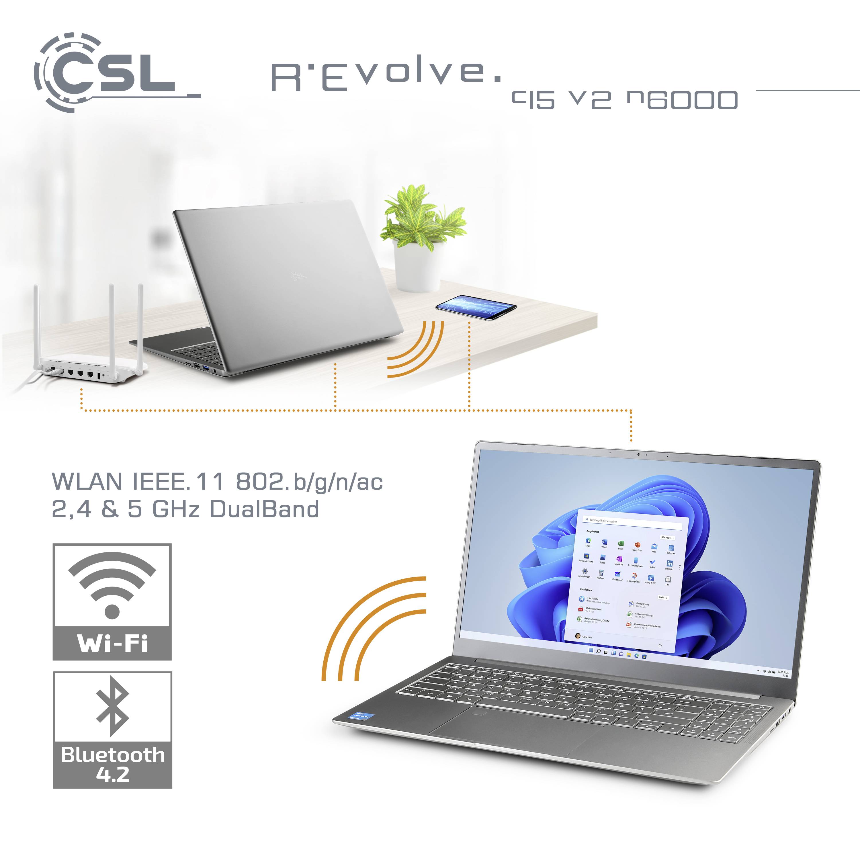 CSL Computer Notebook R' Evolve C15 V2 39.6 cm (15.6 Zoll) Full HD Intel® Pentium® N6000 8 GB RAM 2
