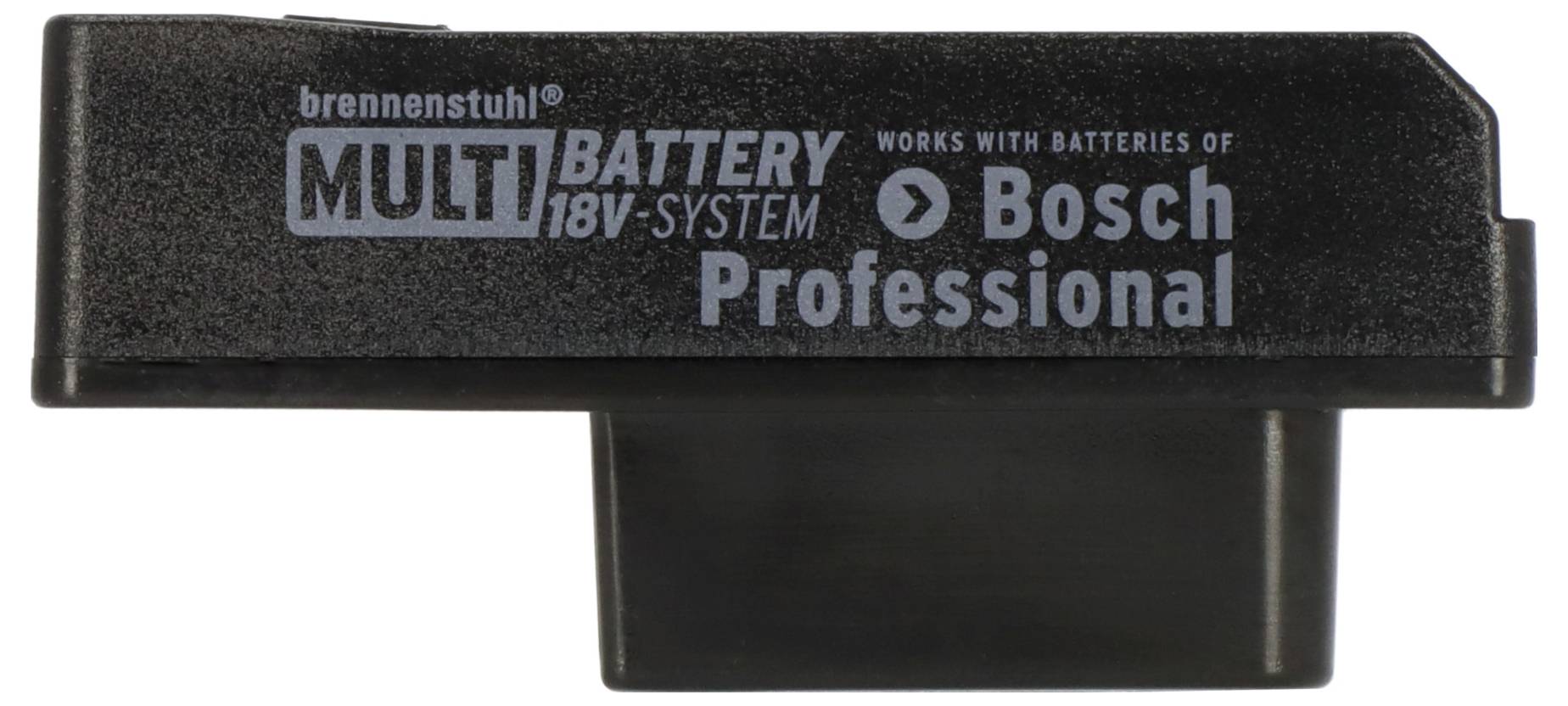 Schwarzer Batterie-Adapter mit Aufschrift „brennenstuhl MULTI BATTERY 18V SYSTEM