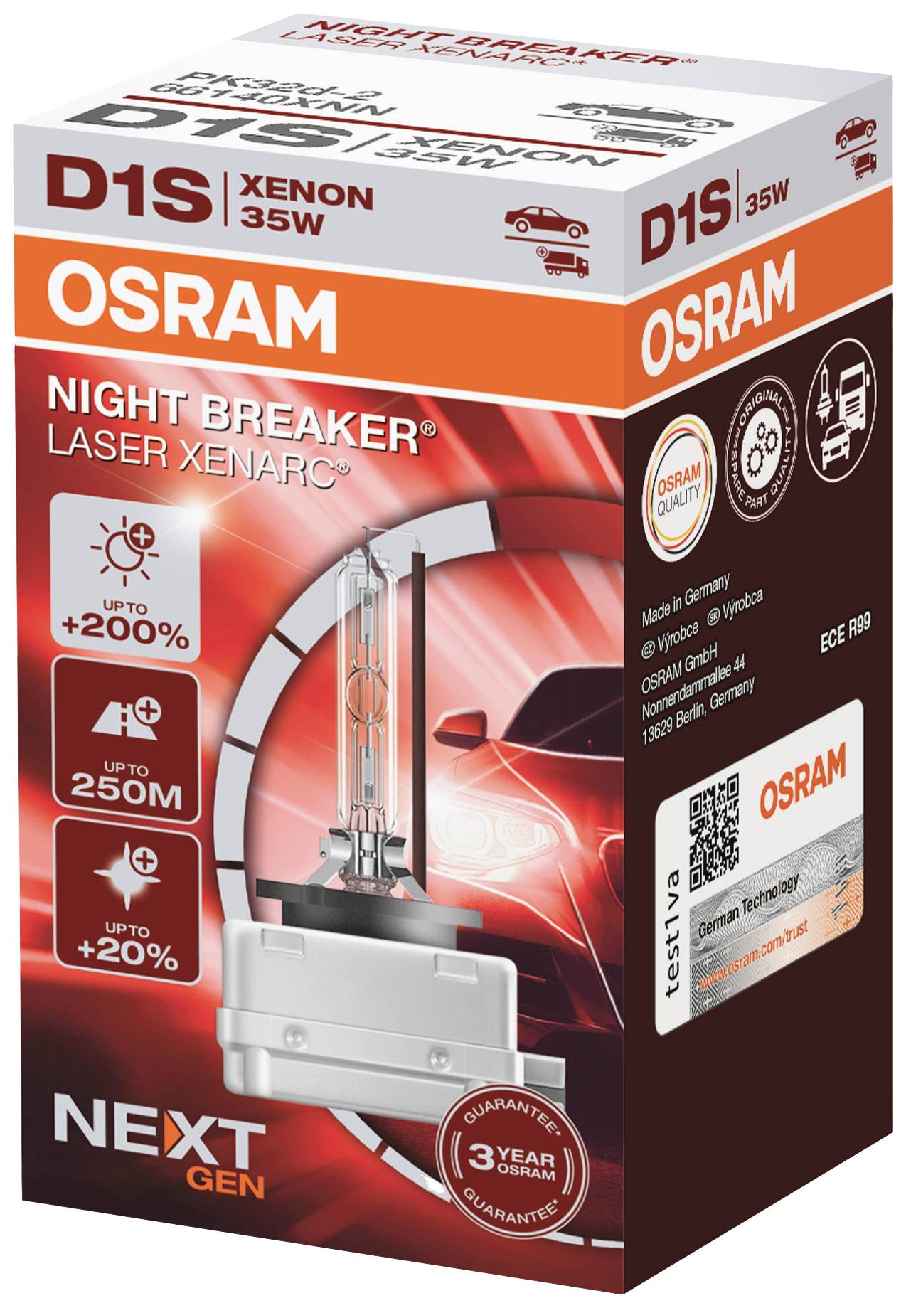 OSRAM 66140XNN Xenon Leuchtmittel Xenarc Night Breaker® Laser D1S 35W 85V