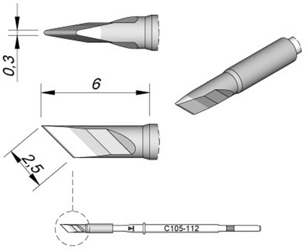 JBC Tools C105112 Lötspitze Klingenform, gerade Spitzen-Größe 0.3 mm Inhalt 1 St.