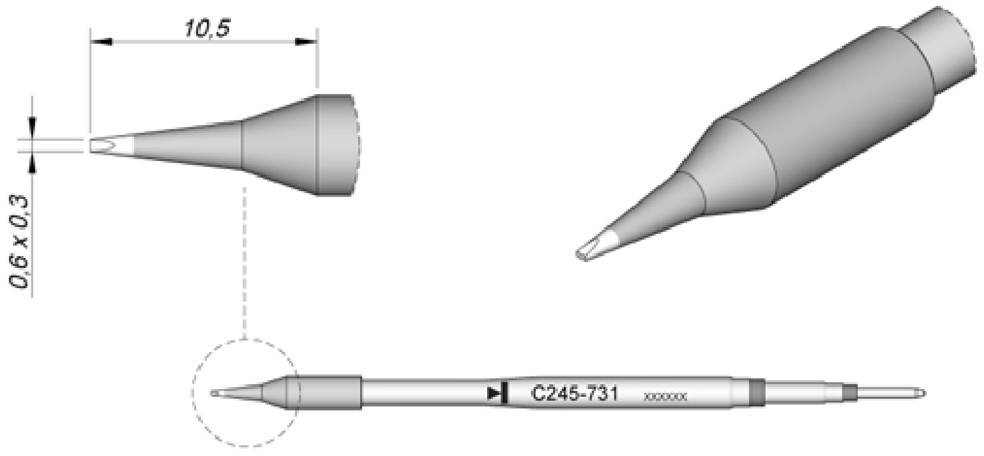 JBC Tools C245731 Lötspitze Meißelform, gerade Spitzen-Größe 0.3 mm Inhalt 1 St.
