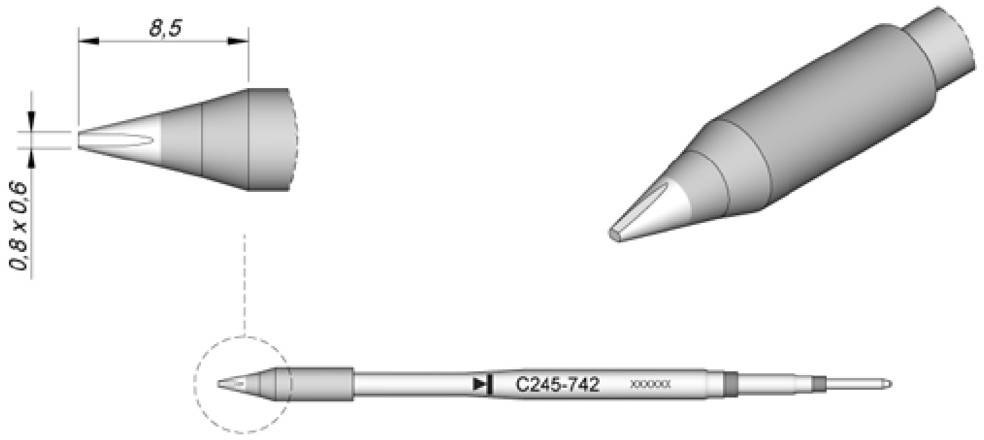 JBC Tools C245742 Lötspitze Meißelform, gerade Spitzen-Größe 0.3mm Inhalt 1St.