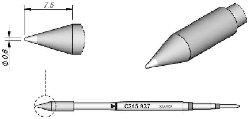 JBC Tools C245937 Lötspitze Rundform, gerade Spitzen-Größe 0.6mm Inhalt 1St.