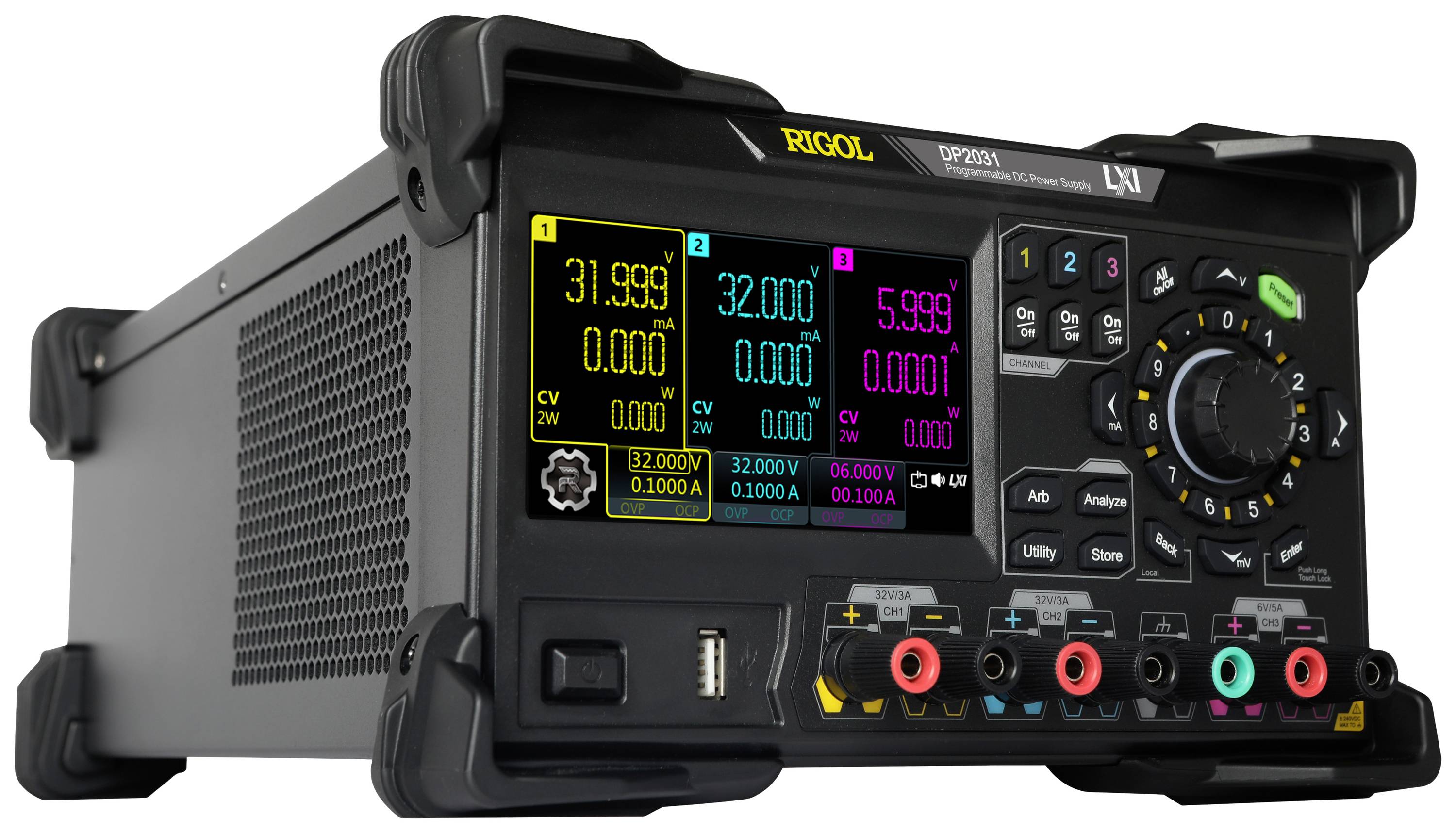 Rigol DP2031 Labornetzgerät, einstellbar 0 - 32 V/DC 0 - 3A 222W USB, LAN, RS-232 Anzahl Ausgänge 3 x